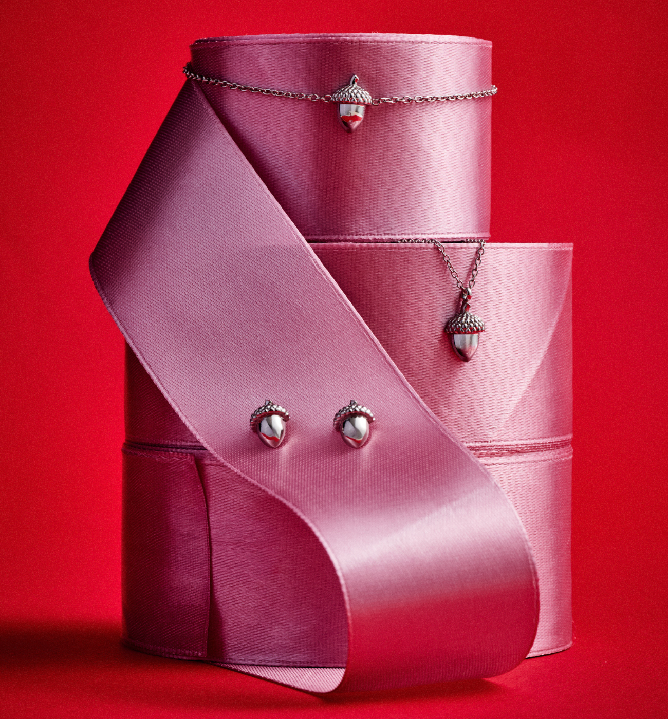 Zestaw świątecznej biżuterii ze srebrnymi żołędziami ZN0056 - By Dziubeka