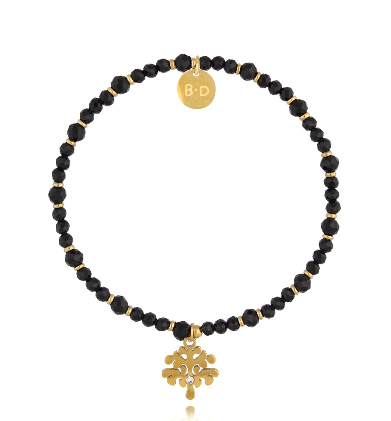 Bransoletka z turmalinami i złotym drzewkiem - By Dziubeka