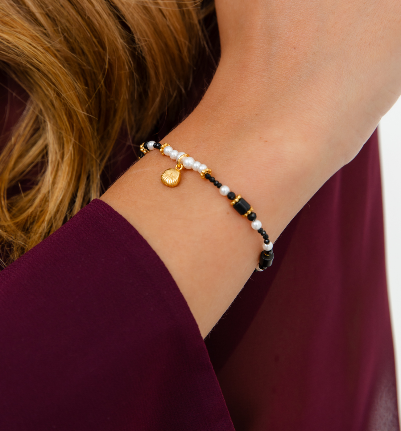 Bransoletka z perłami i agatami BLT0006 - By Dziubeka