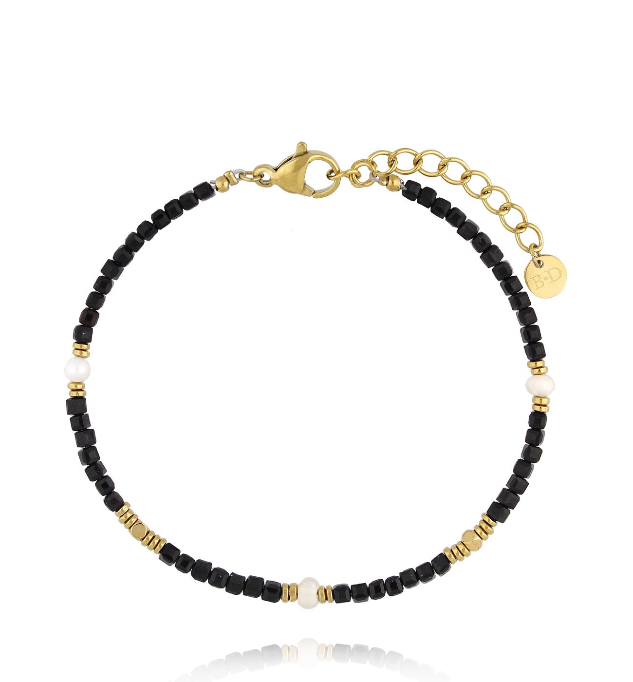 Bransoletka z czarnymi agatami Serenity BPA0460