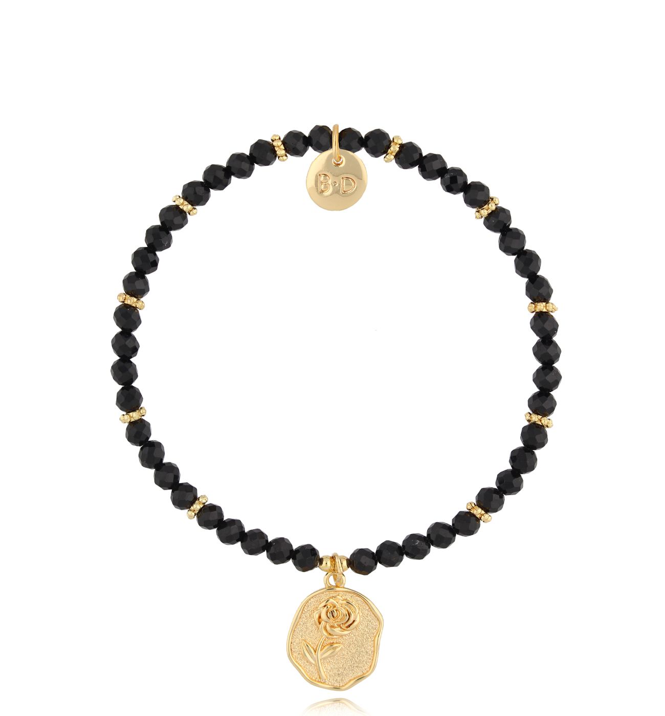 Bransoletka z czarnymi turmalinami i różą Biskira BTW2076