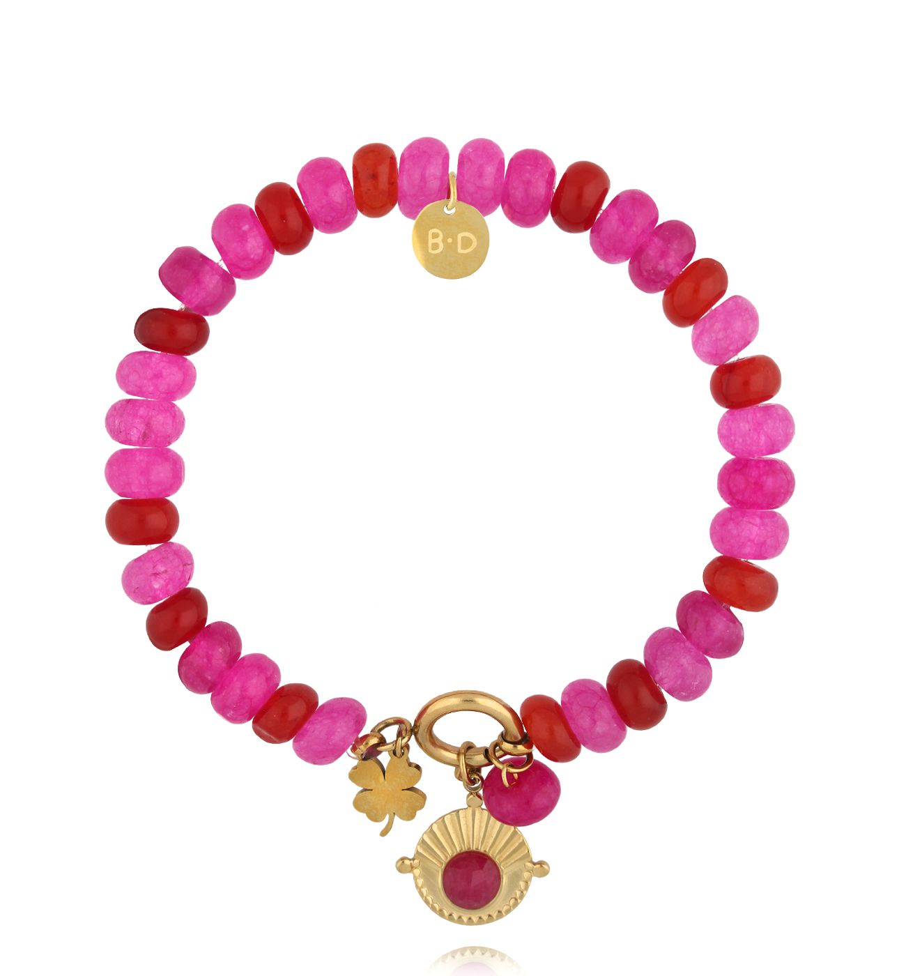 Bransoletka różowa z agatami - By Dziubeka