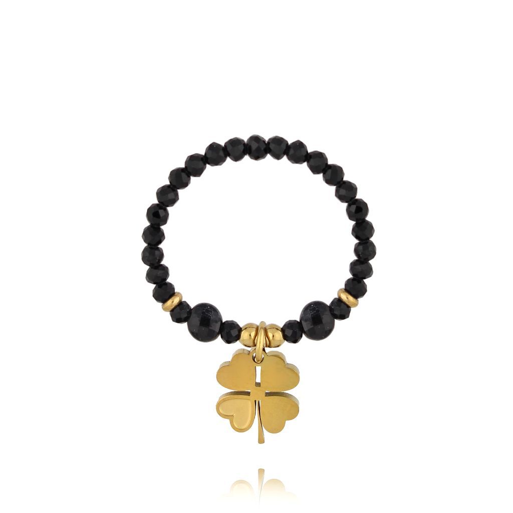 Pierścionek z turmalinami i koniczynką - By Dziubeka