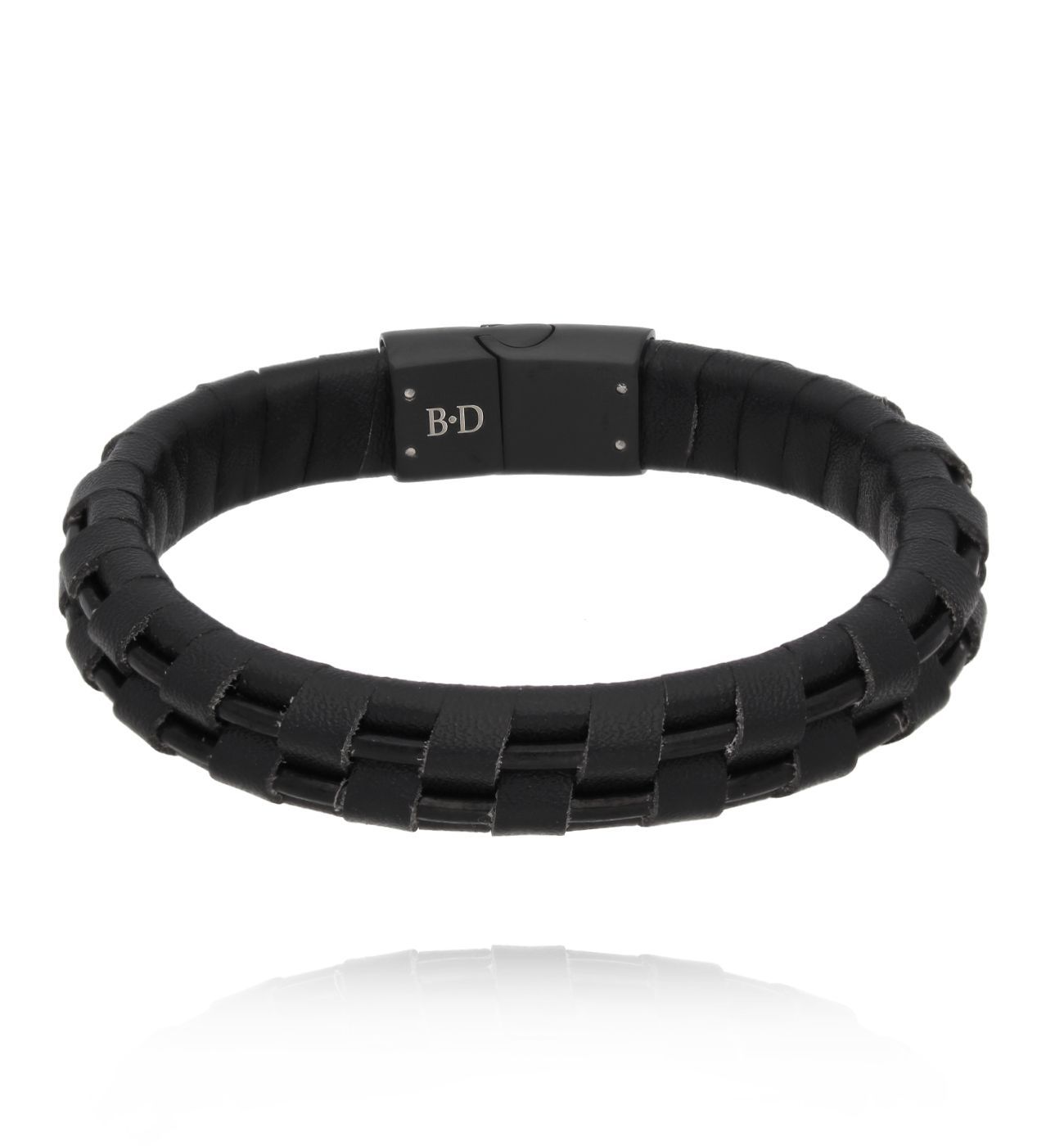 Bransoletka męska czarna skórzana BMITC0982