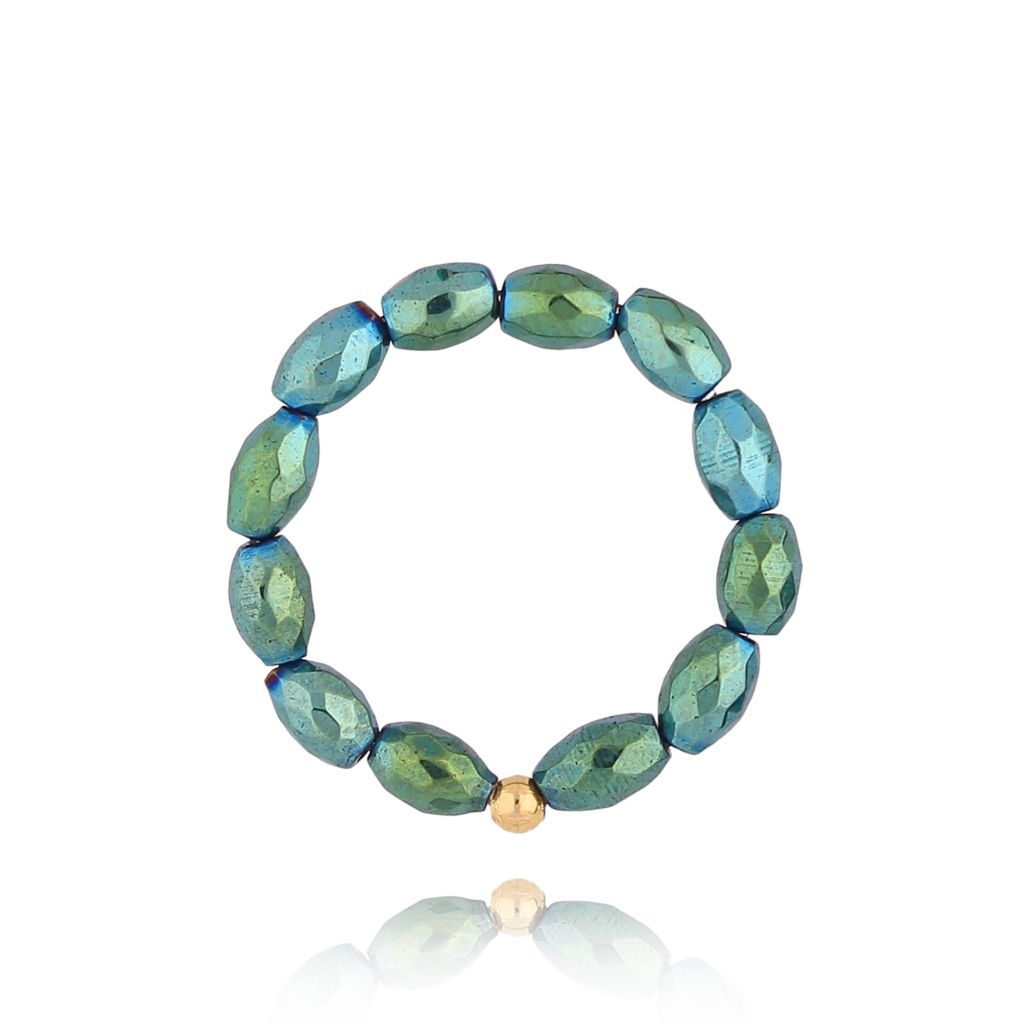 Pierścionek z hematytami zielony Vioi - By Dziubeka