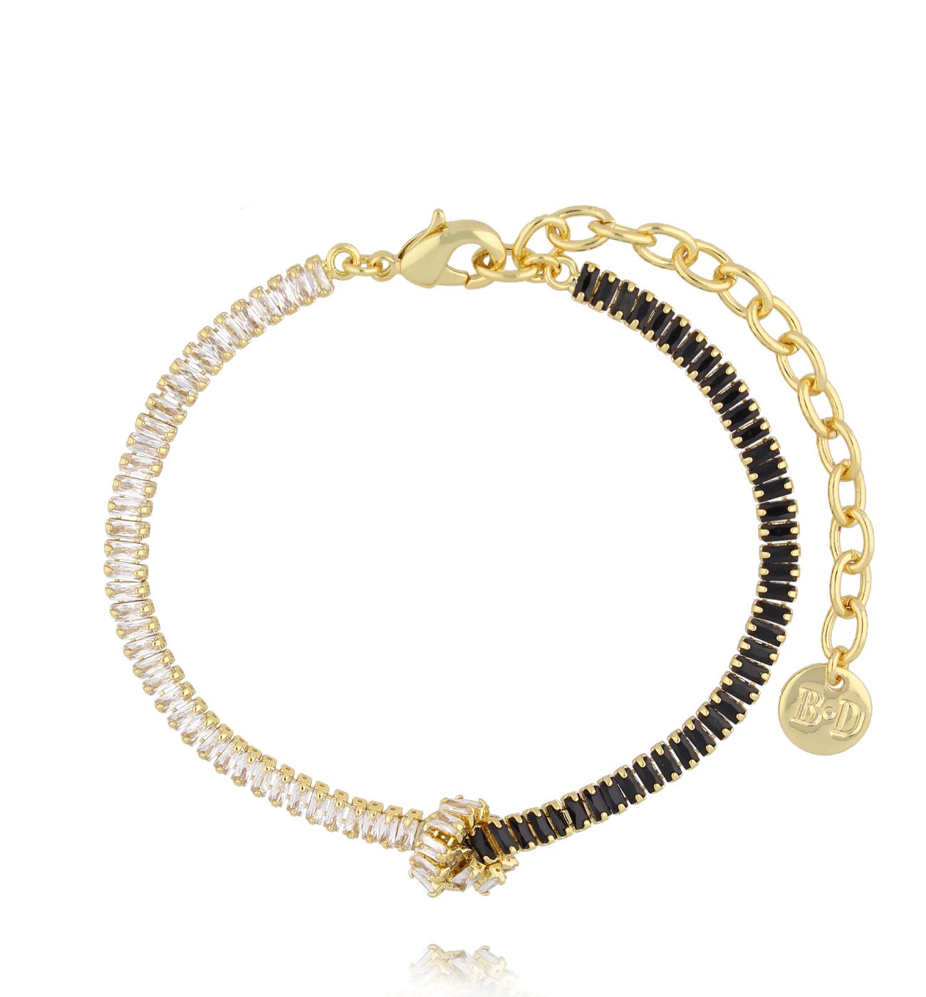 Bransoletka z białymi i czarnymi cyrkoniami BSS0244 - By Dziubeka