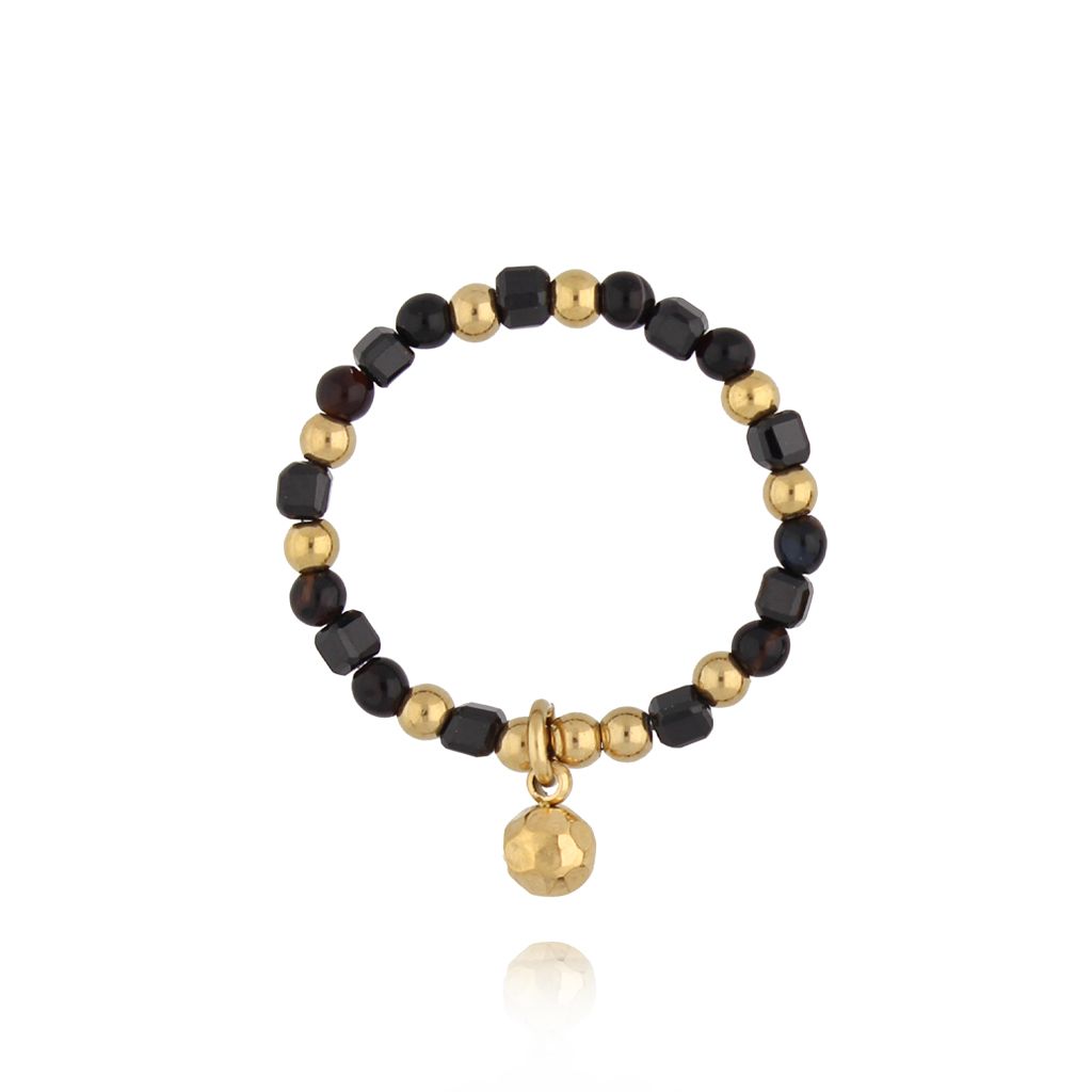 Pierścionek elastyczny czarny PSC0652 - By Dziubeka