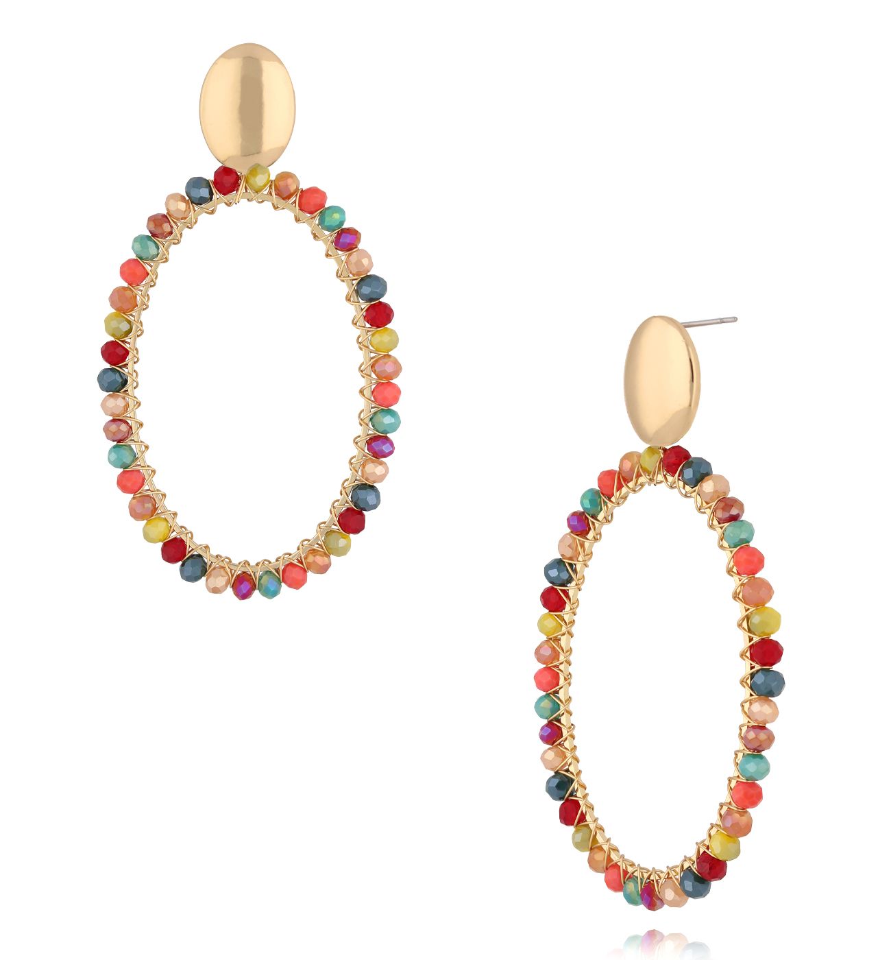 Kolczyki z kolorowymi kryształkami KWE0292 - By Dziubeka