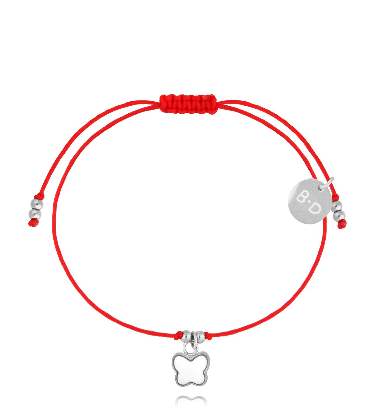 Bransoletka z czerwonym sznurkiem i motylkiem BGL1023 - By Dziubeka