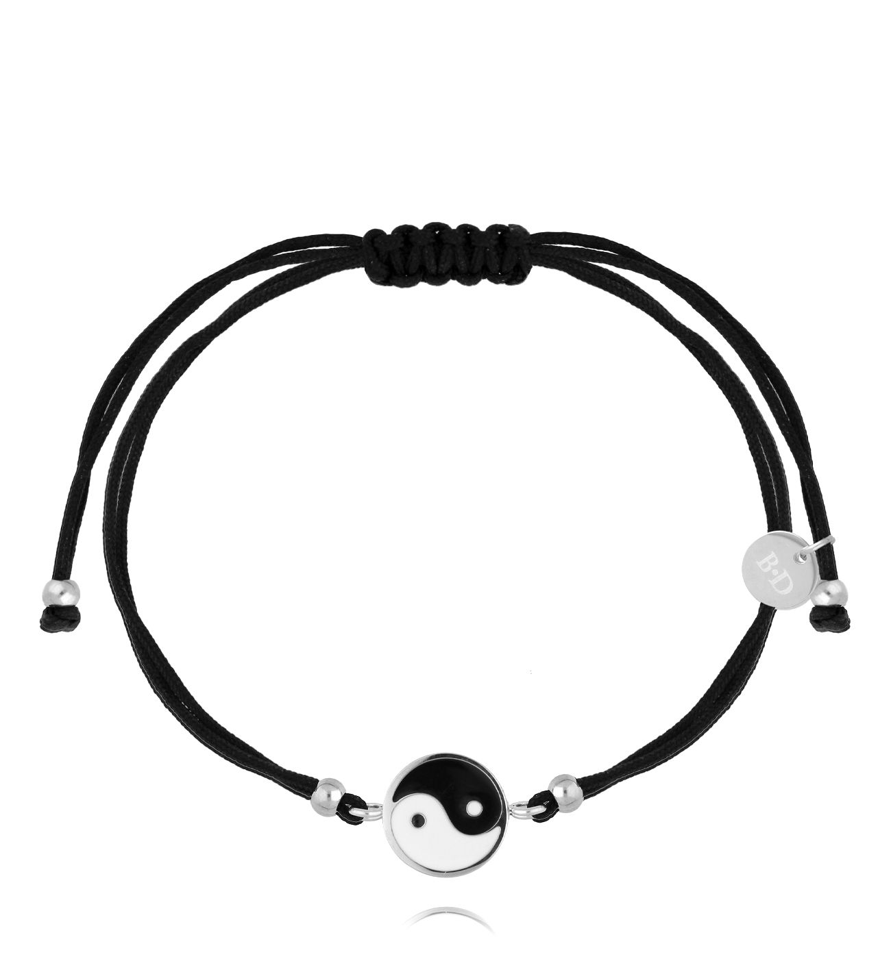 Bransoletka z czarnym sznurkiem i znakiem Yin i yang BGL1066 - By Dziubeka