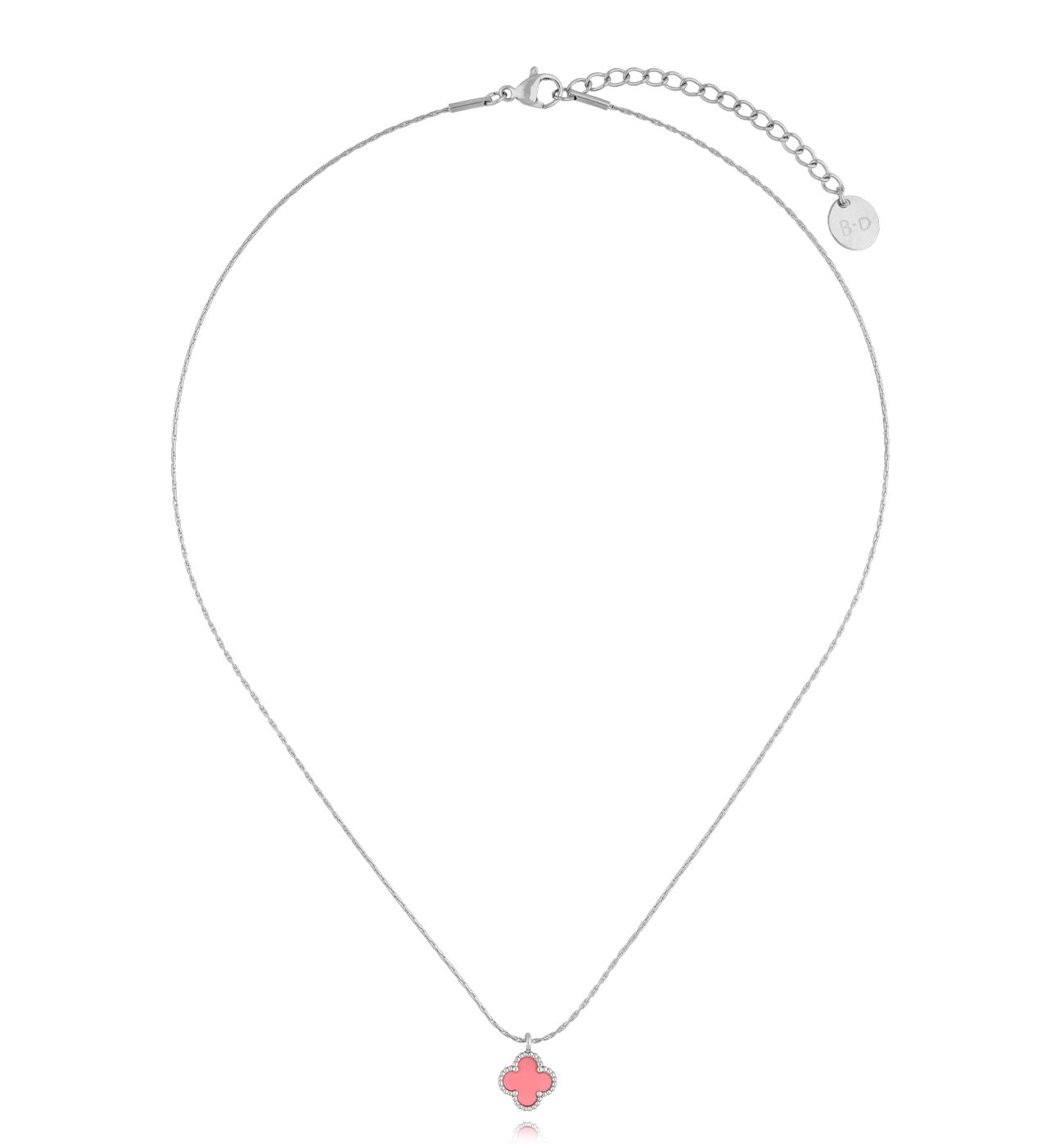 Naszyjnik z malinową koniczynką srebrny Clover NSY0275 - By Dziubeka