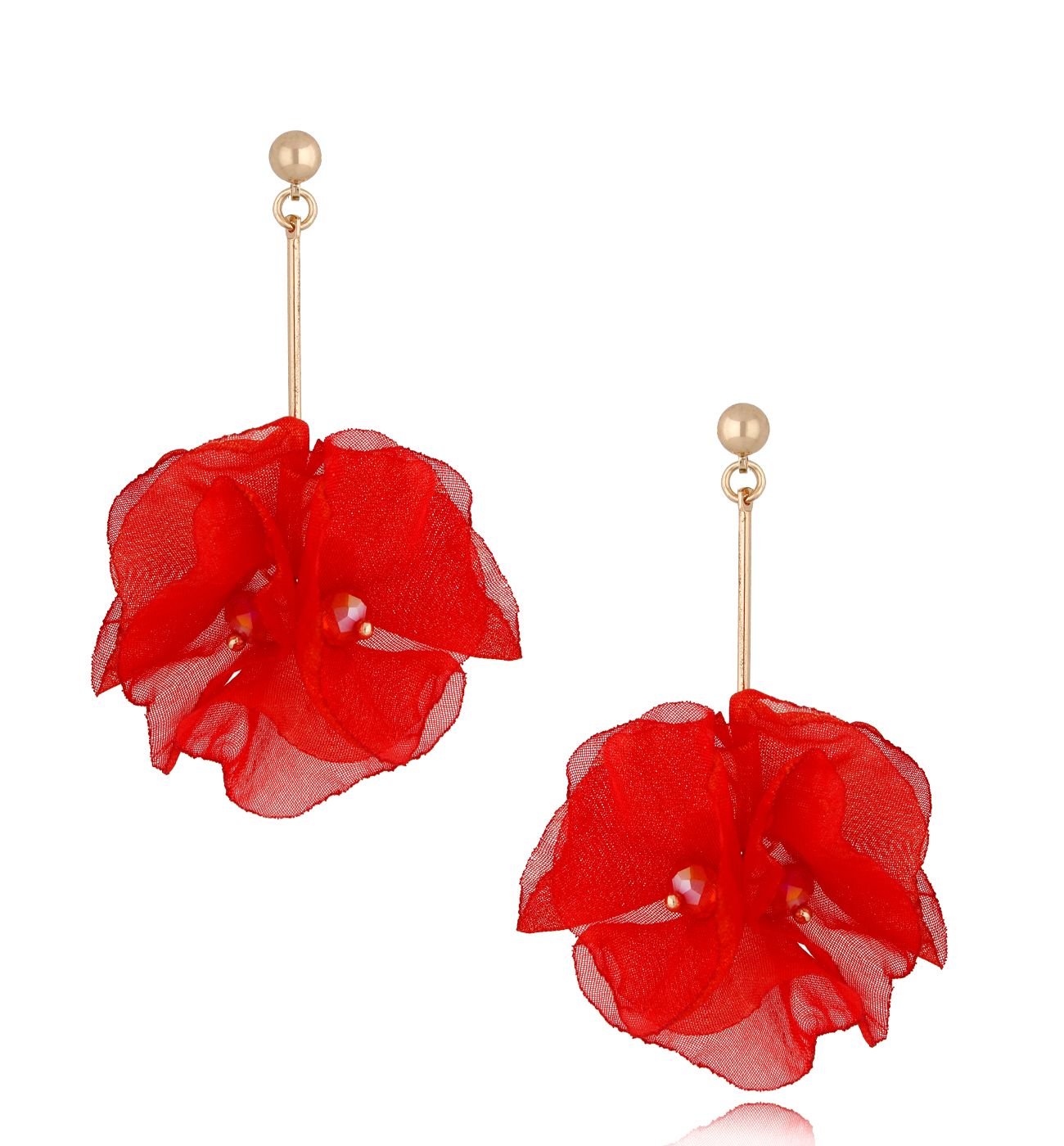 Kolczyki szyfonowe czerwone Cherries - By Dziubeka