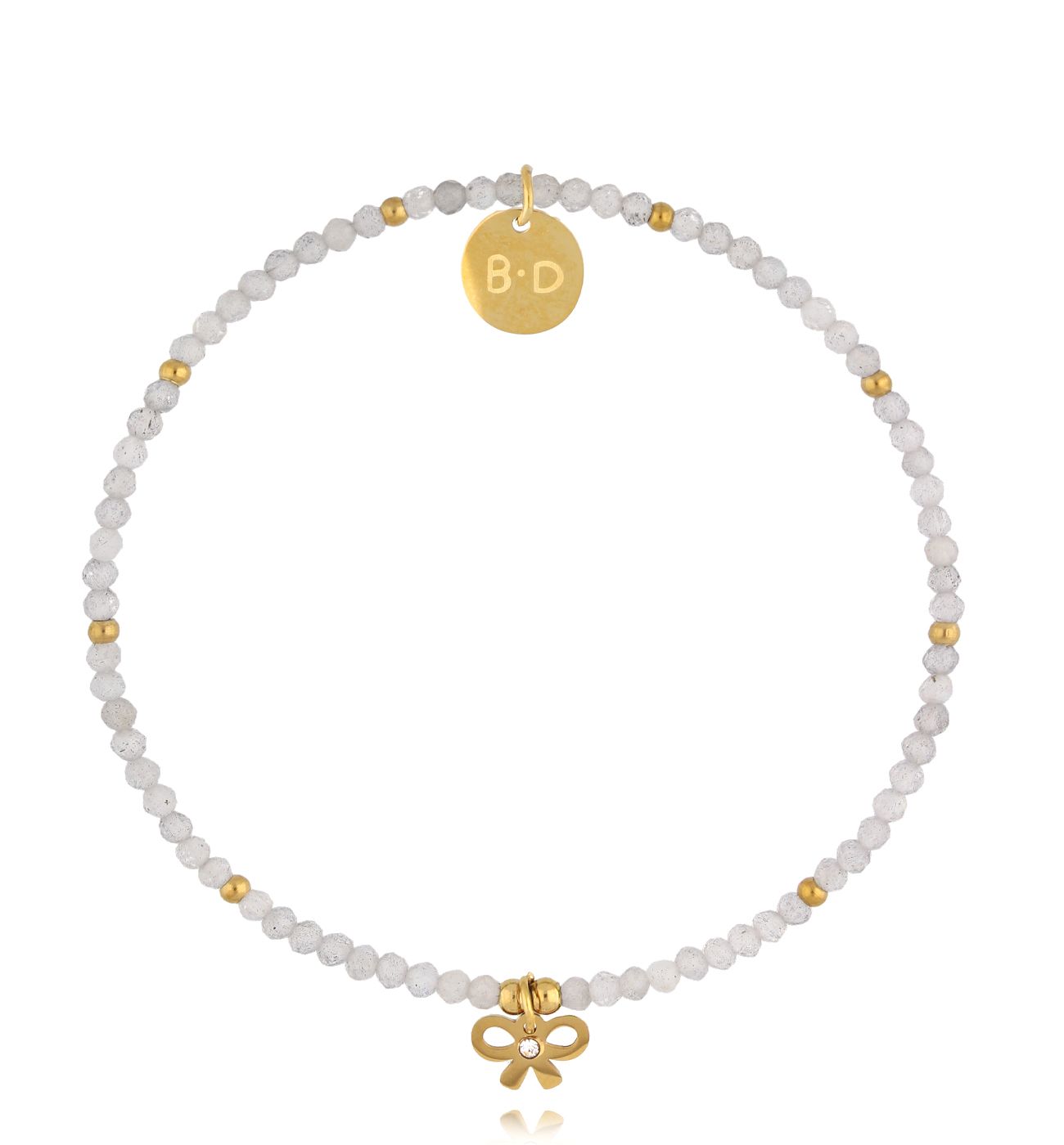 Bransoletka z labradorytami i kokardką - By Dziubeka