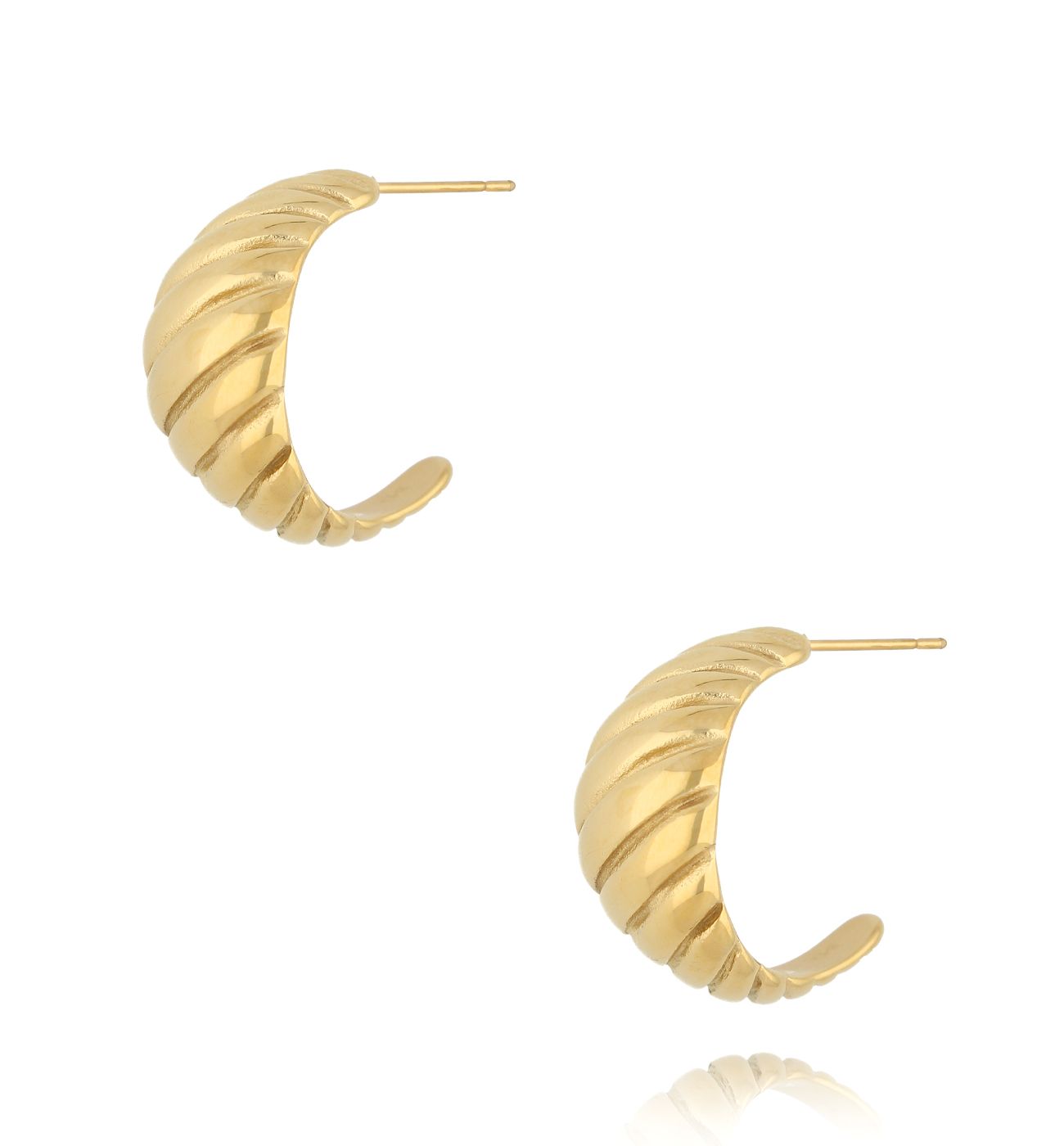 Kolczyki złote karbowane - By Dziubeka