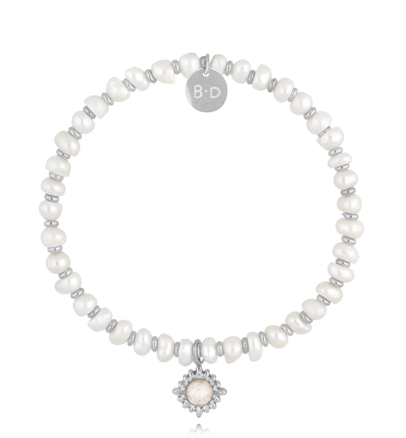 Bransoletka z perłami i srebrną zawieszką White Night Elegance BPE0105