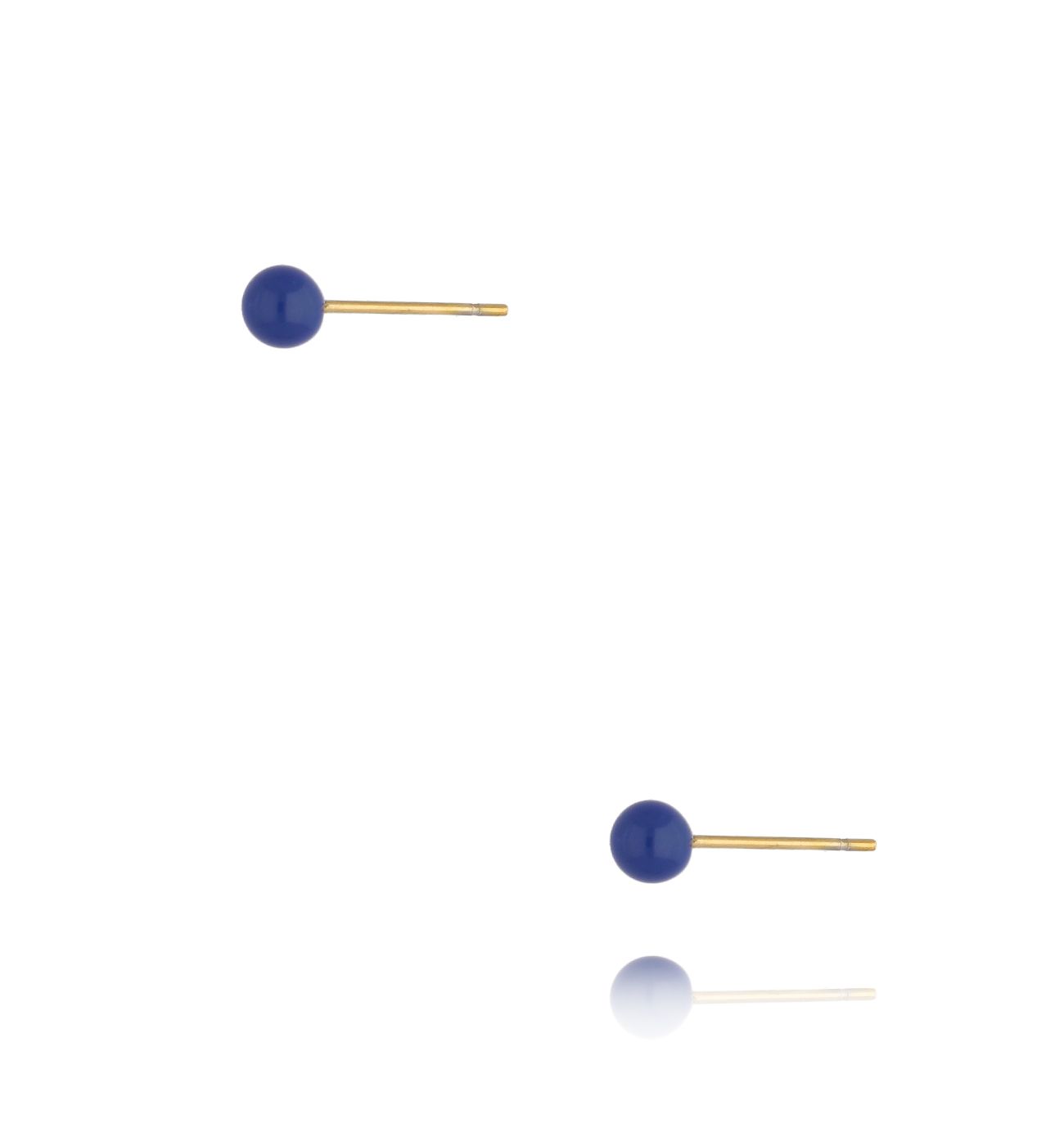 Kolczyki złote kulki z granatową emalią Enamel Balls - By Dziubeka