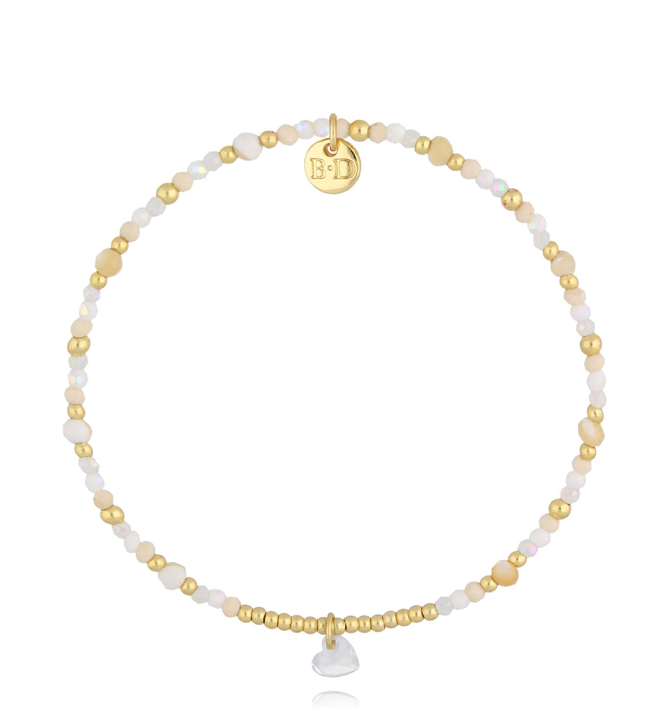 Bransoletka beżowa z sercem - By Dziubeka