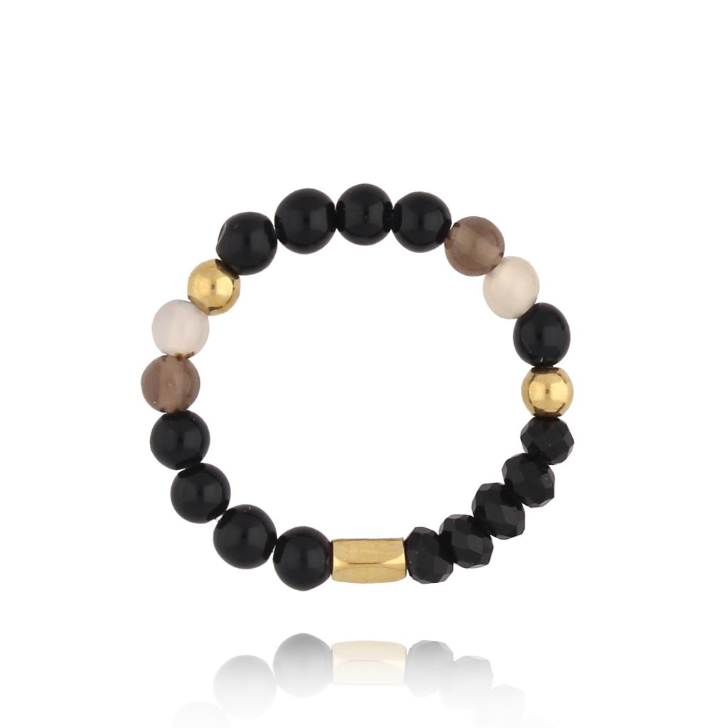 Pierścionek czarny z agatami Black Magic PSC0561 - By Dziubeka