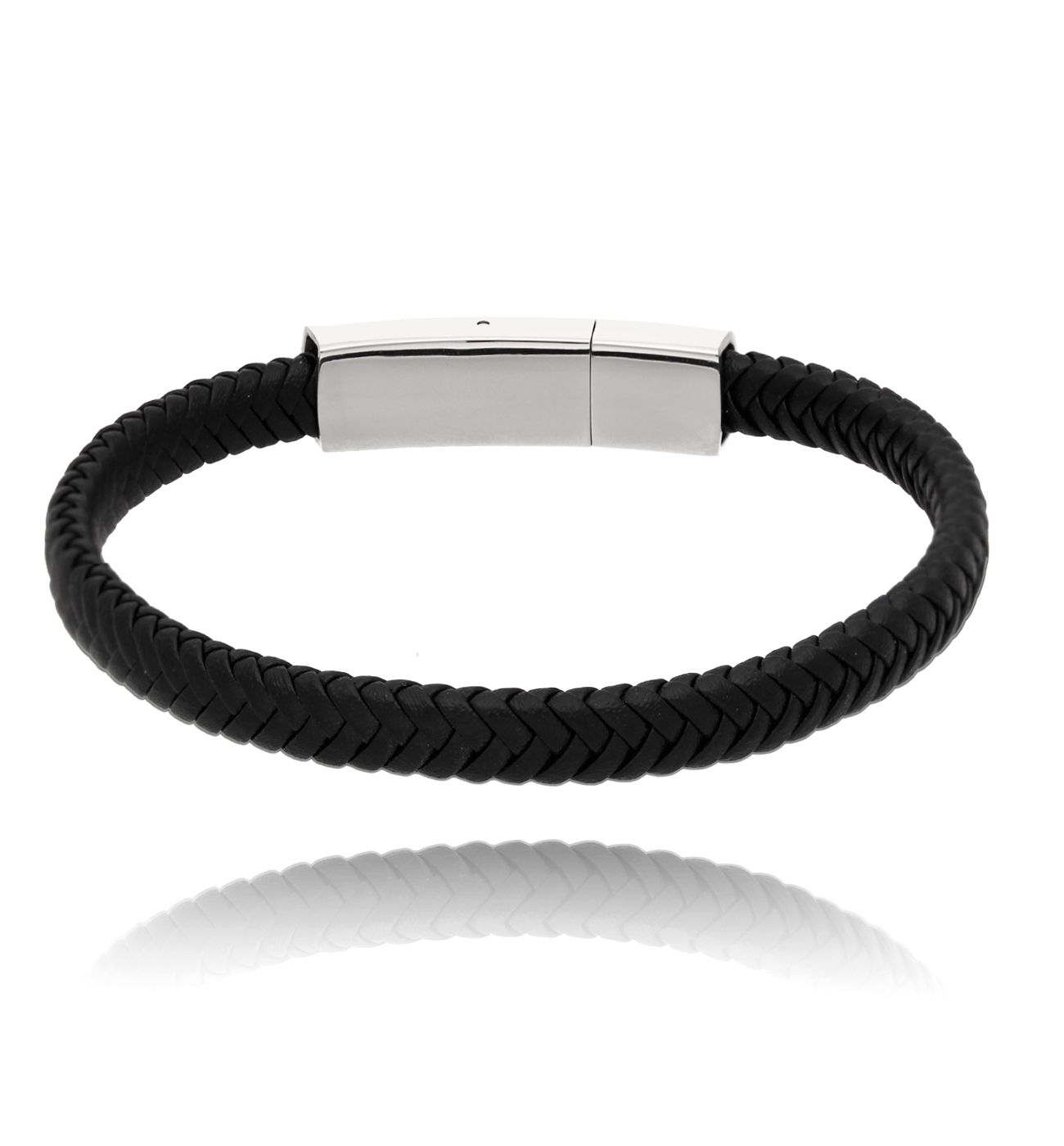 Bransoletka męska skórzana czarna Gauda 19 cm BMITC0488