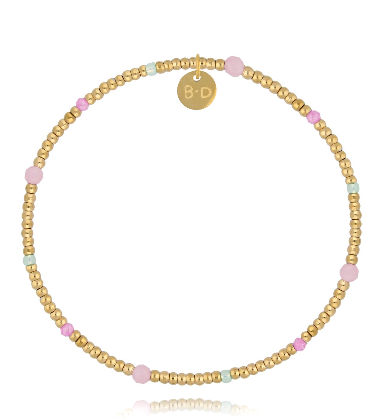 Bransoletka złota z pastelowymi kamieniami - By Dziubeka