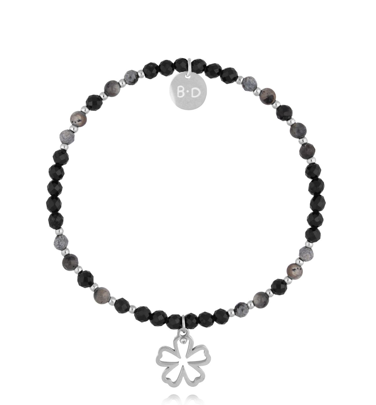 Bransoletka z labradorytami i kwiatuszkiem BTW3191