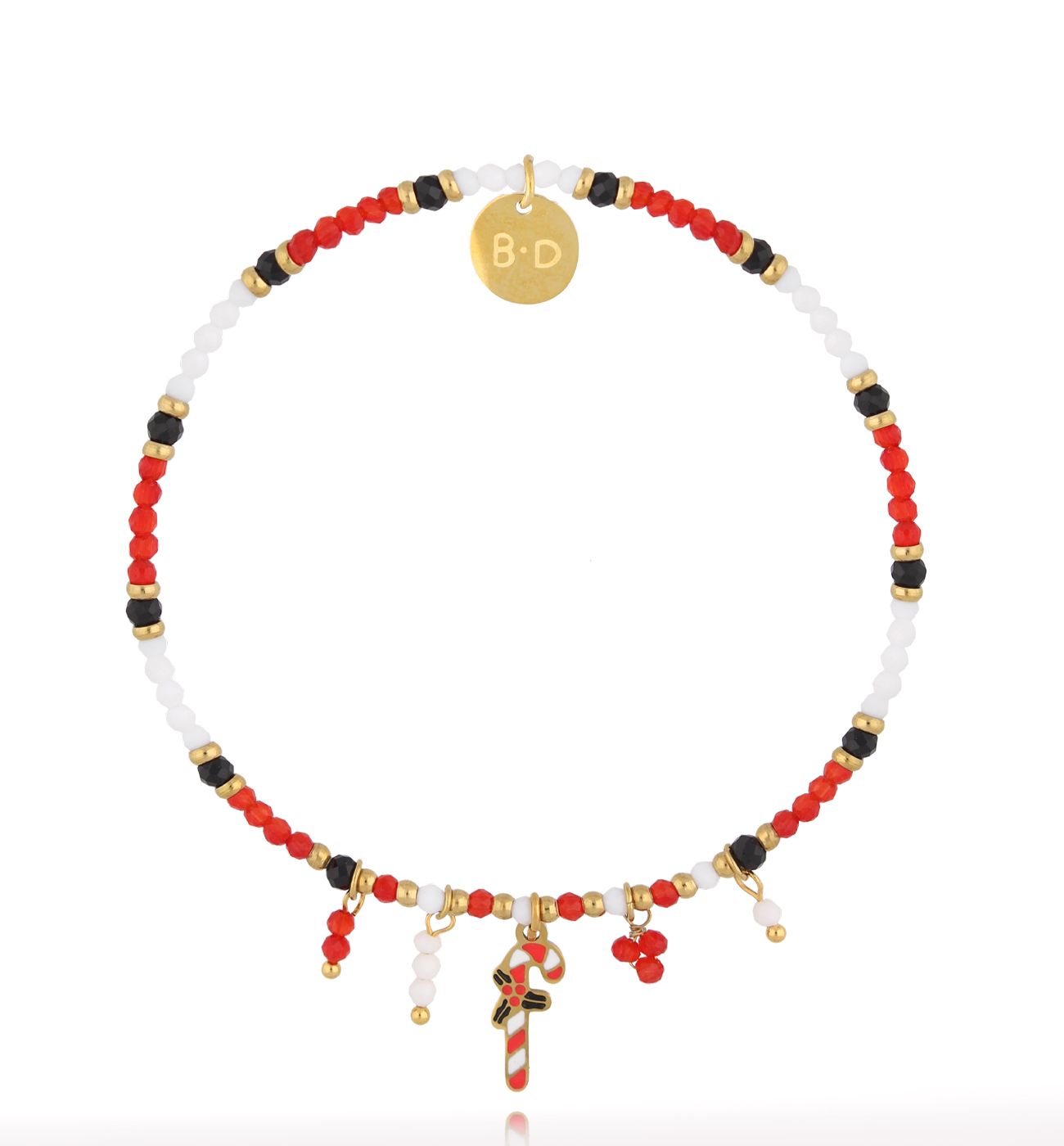 Bransoletka świąteczna czerwona z zawieszkami BTW3156