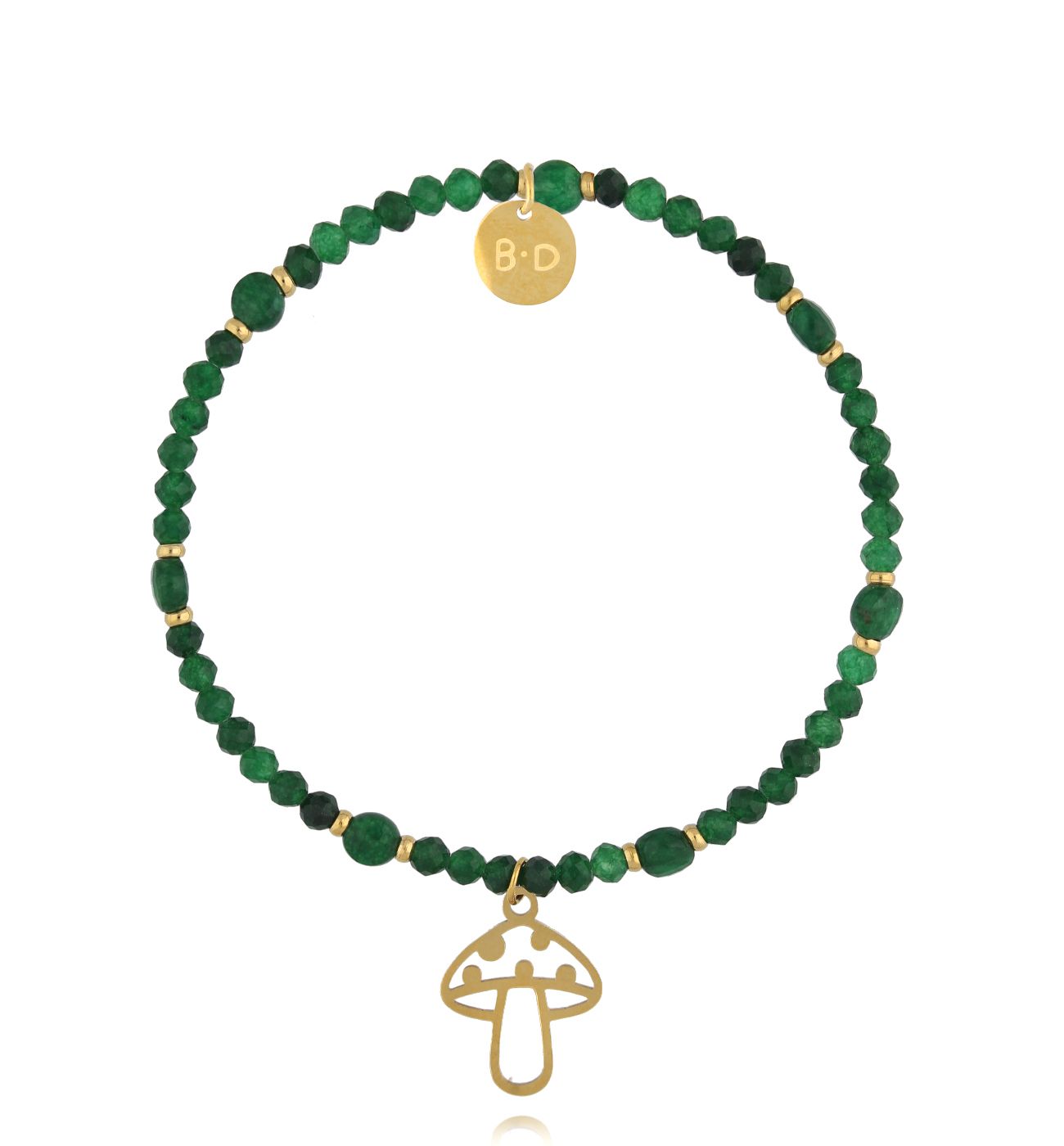 Bransoletka zielona z grzybkiem BTW3221