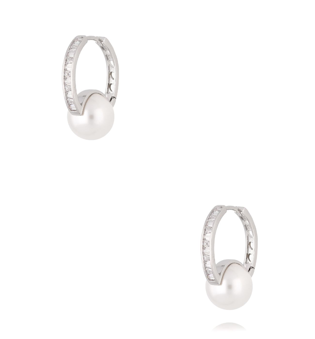 Kolczyki srebrne z cyrkoniami i perłą KLU0101 - By Dziubeka