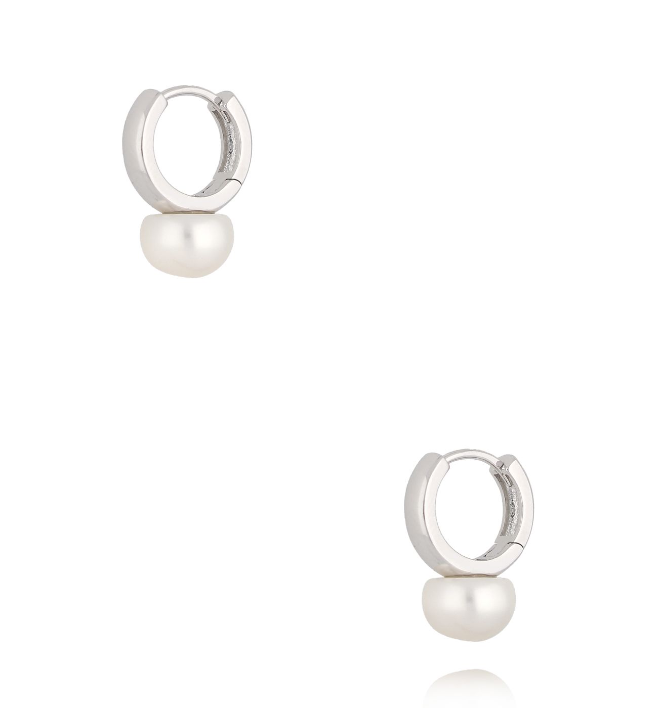 Kolczyki kółka z perłą srebrne KLU0095