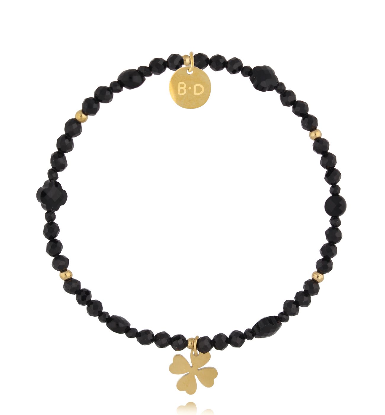 Bransoletka z turmalinami i koniczynką - By Dziubeka