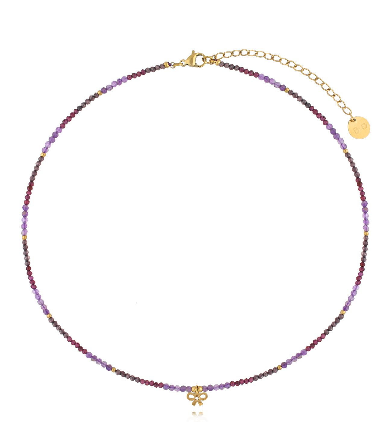 Naszyjnik z granatami i kokardką - By Dziubeka