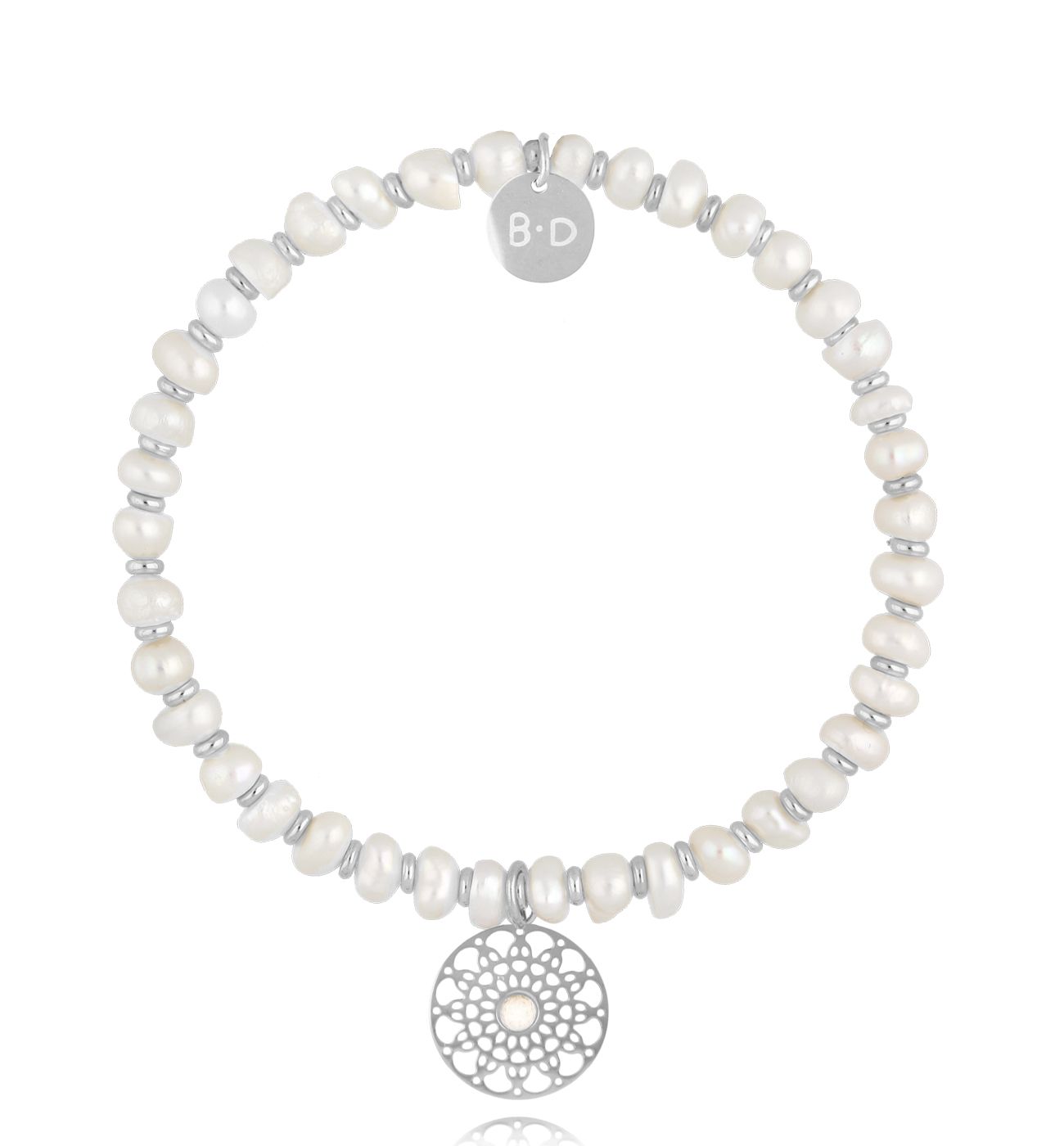 Bransoletka z perłami srebrną zawieszką White Night Elegance BPE0107