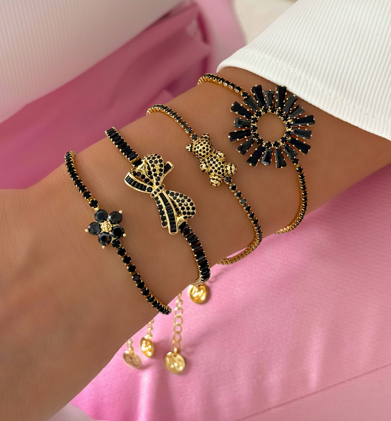 Zestaw bransoletek z czarnymi cyrkoniami Z0359 - By Dziubeka