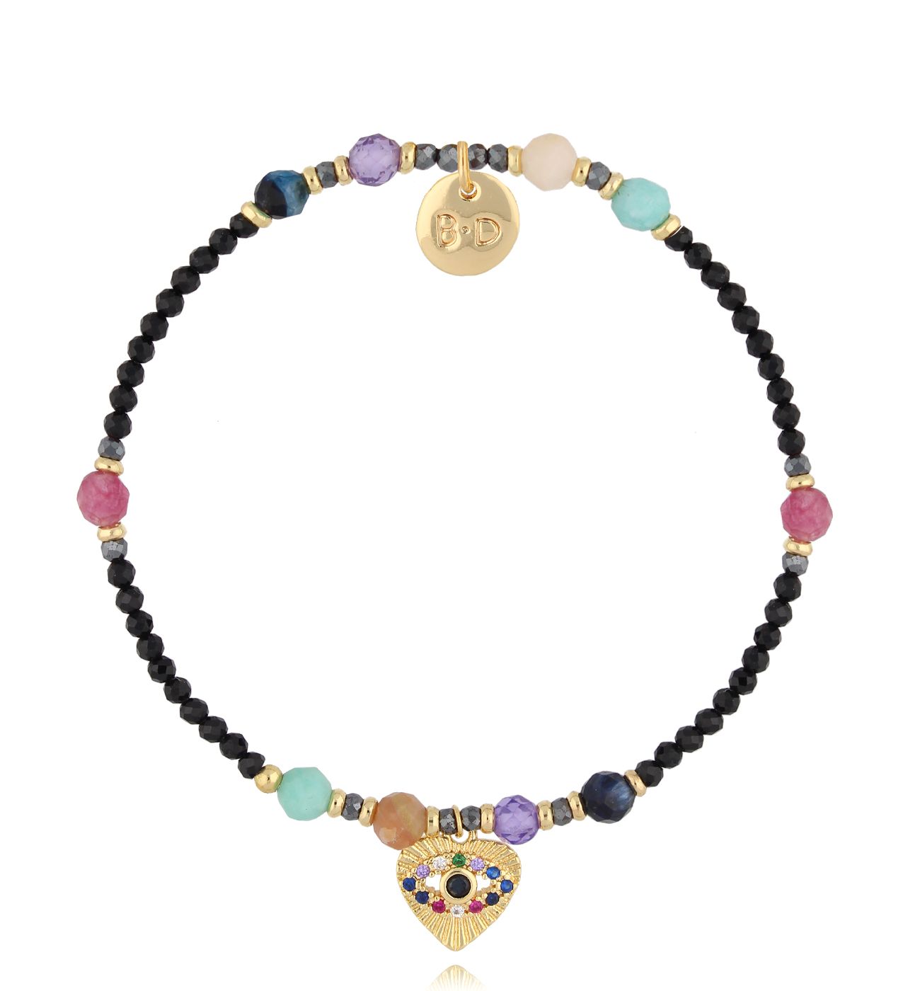 Bransoletka czarna z sercem Noëlle - By Dziubeka