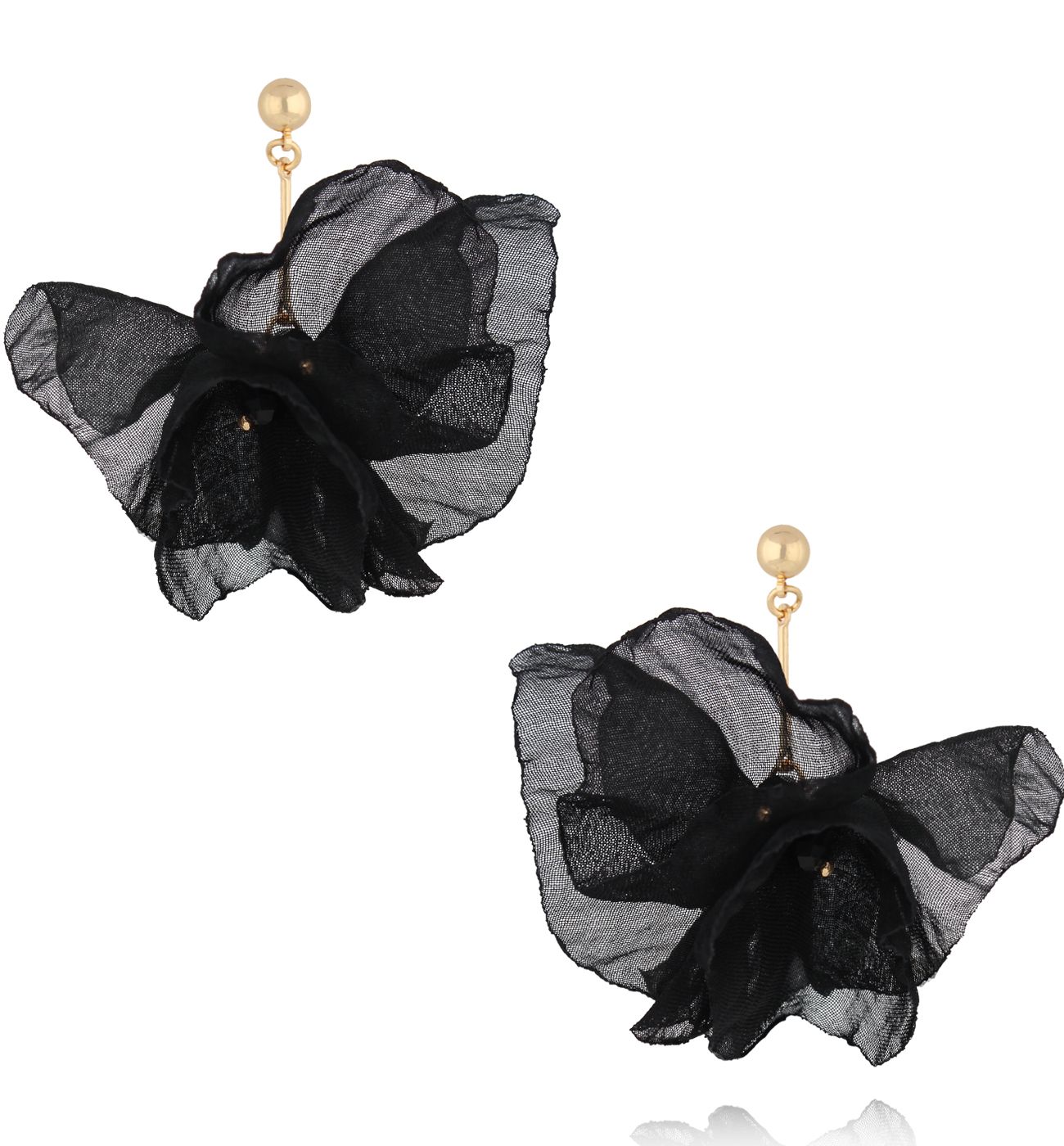 Kolczyki kwiatowe czarne - By Dziubeka