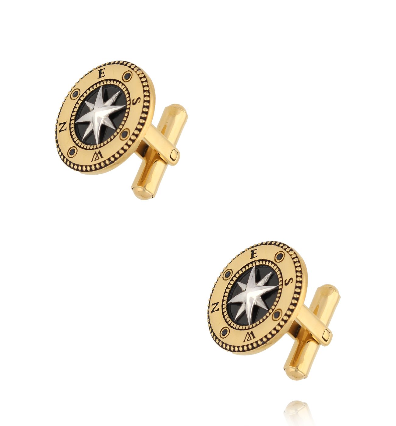 Spinki do mankietów z różą wiatrów SMITC0027 - By Dziubeka