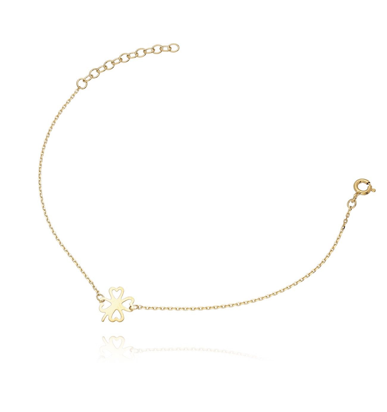 Bransoletka ze srebra pozłacanego koniczynka - By Dziubeka