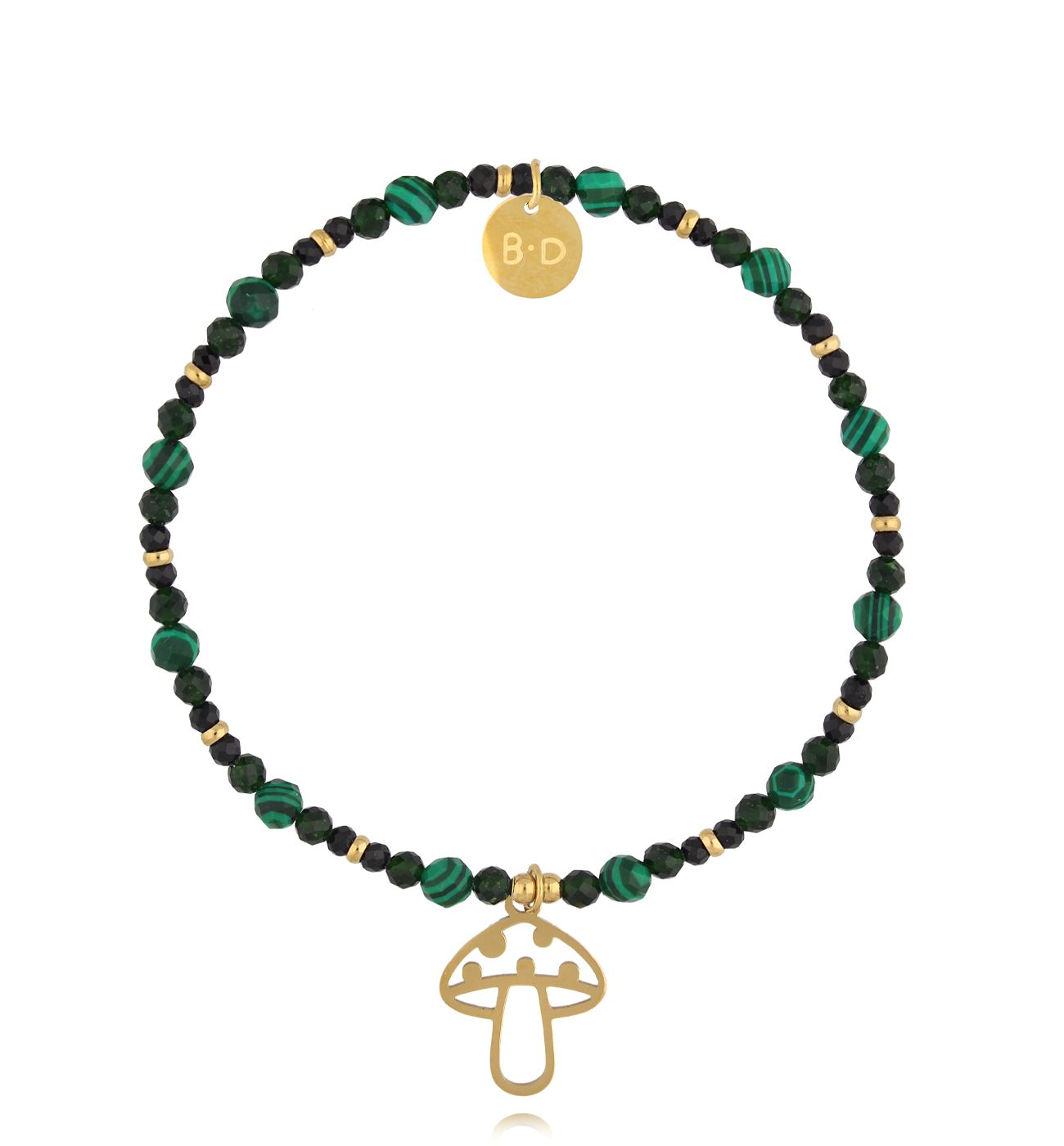 Bransoletka zielona z grzybkiem - By Dziubeka