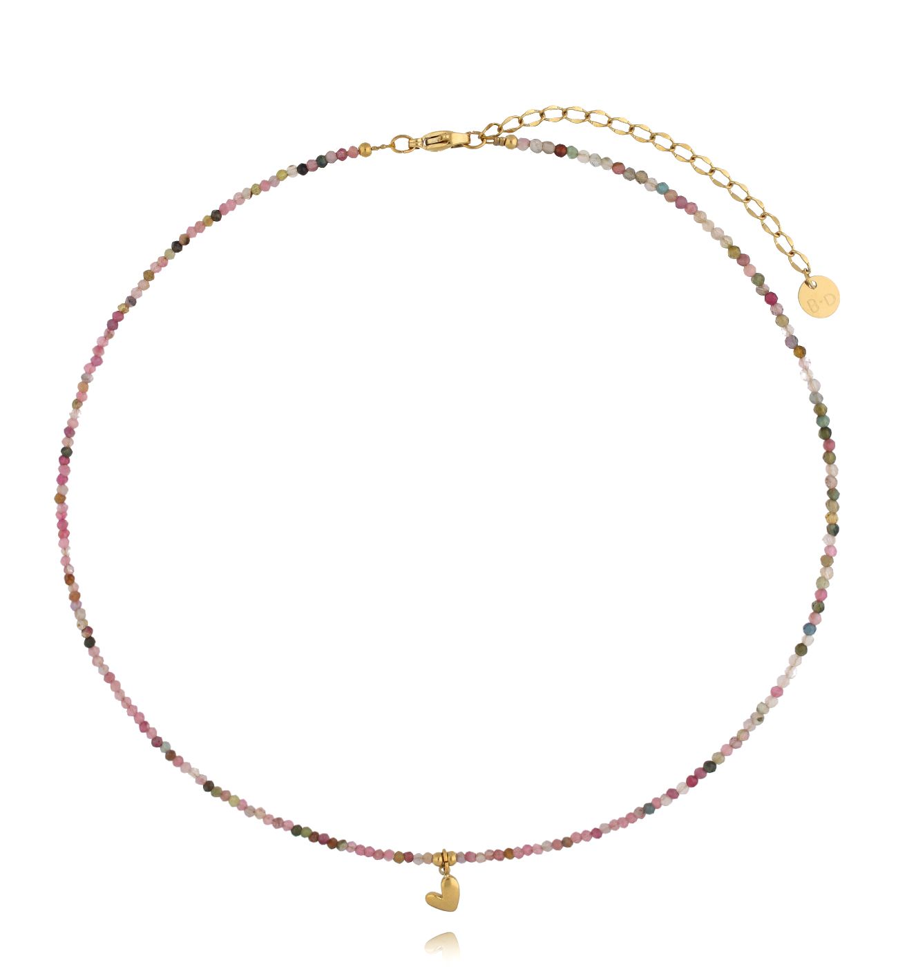 Naszyjnik z turmalinami i złotym sercem - By Dziubeka