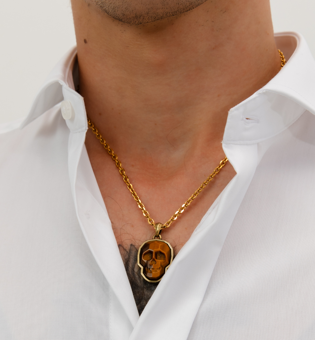 Naszyjnik z czaszką i tygrysim okiem - By Dziubeka