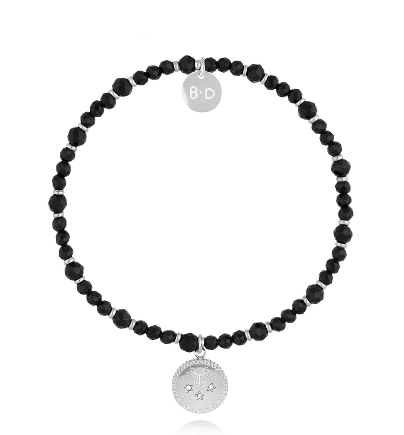 Bransoletka z czarnymi turmalinami i zawieszką BTW2871