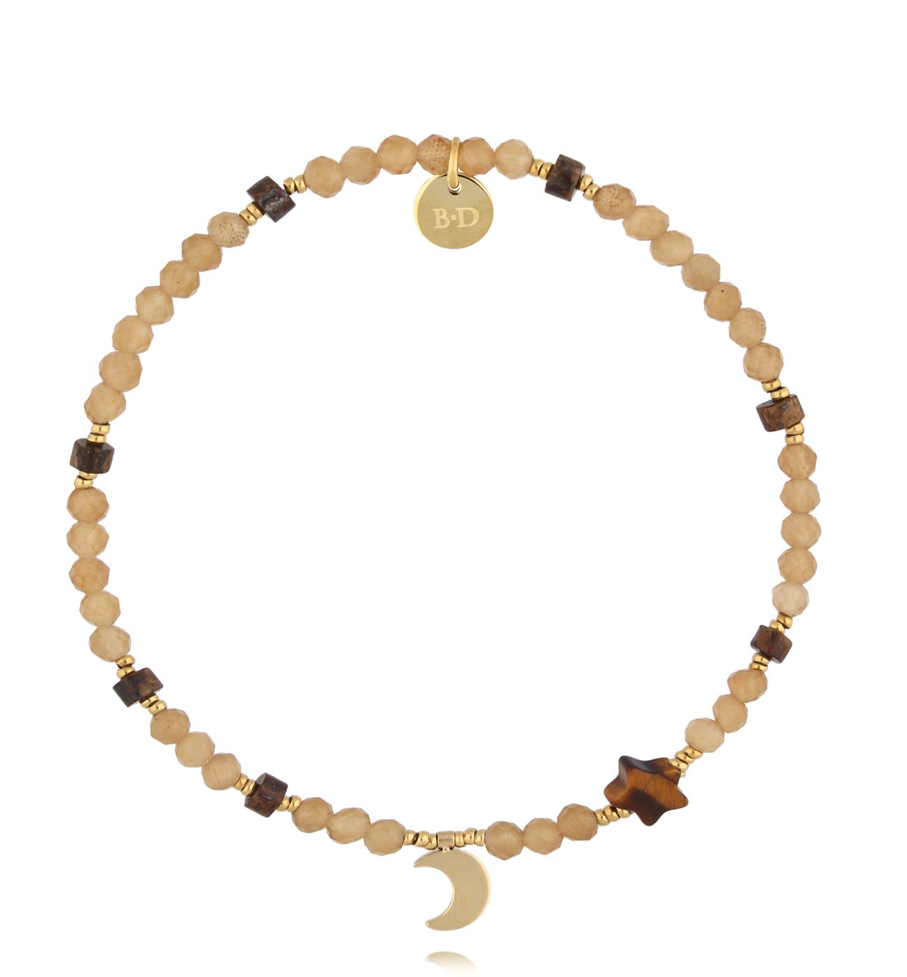 Bransoletka brązowa z księżycem i gwiazdką - By Dziubeka