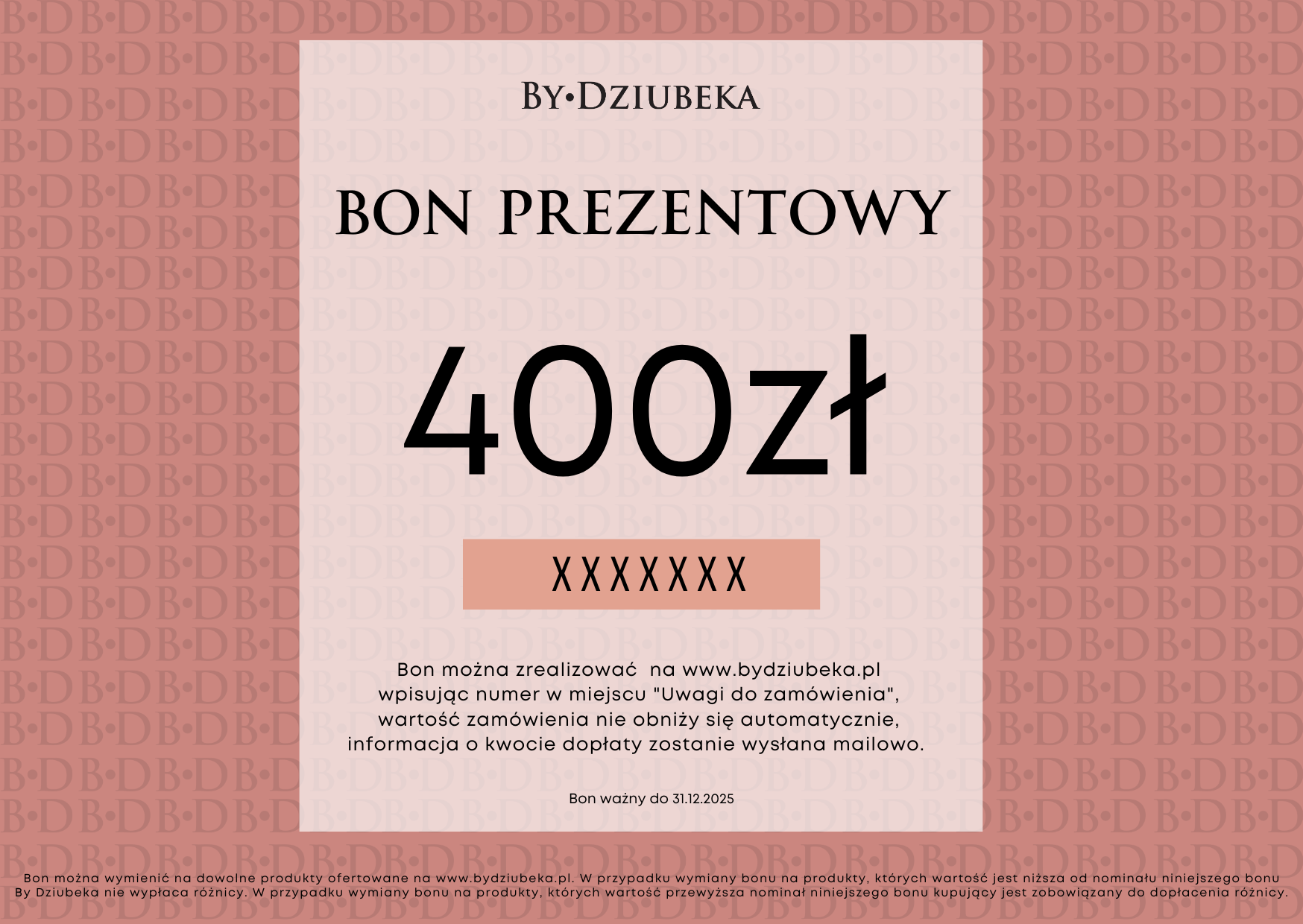 Bon Prezentowy 400 zł online do wydruku BON400