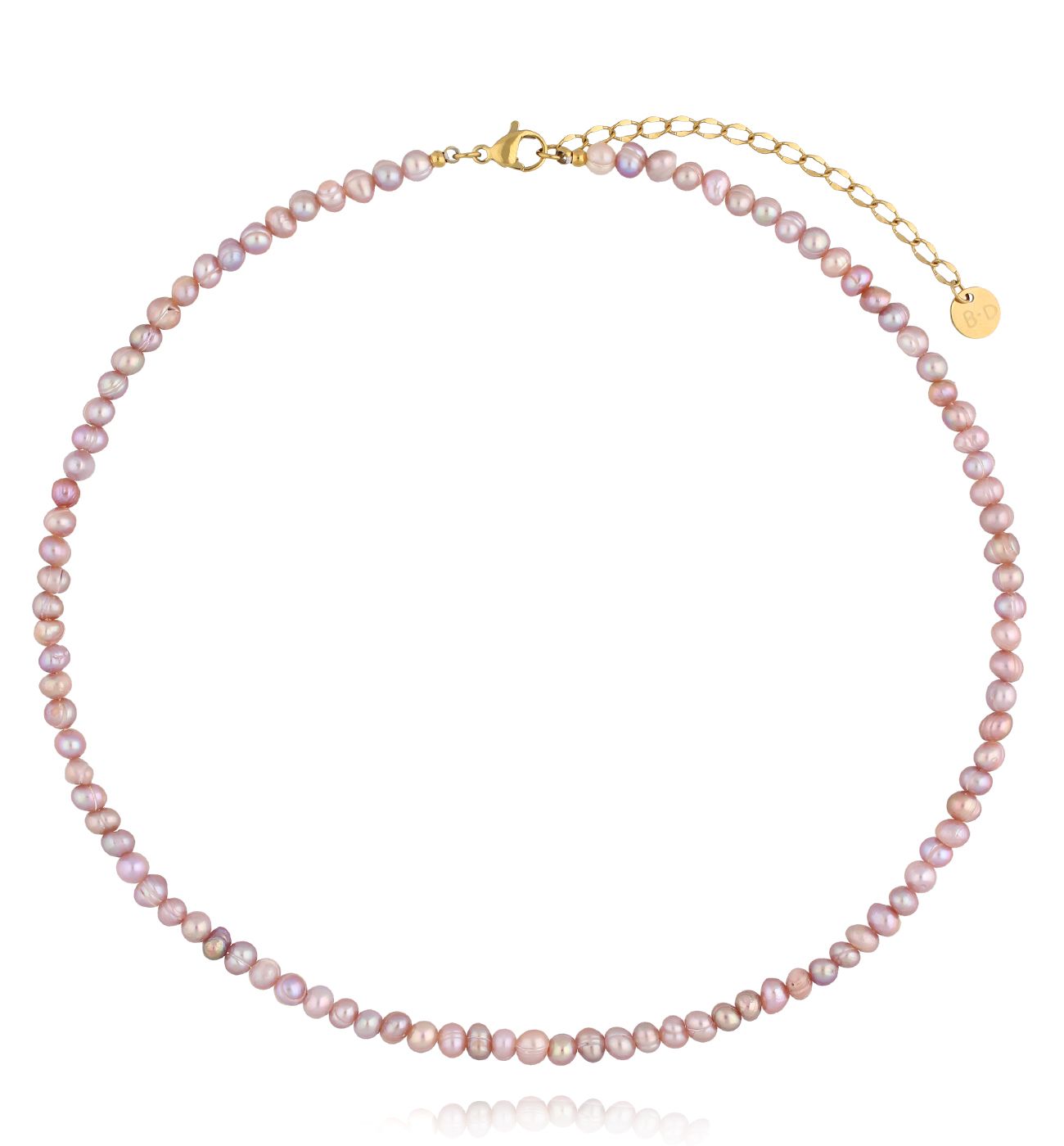 Naszyjnik z pereł w odcieniu pudrowego różu - By Dziubeka