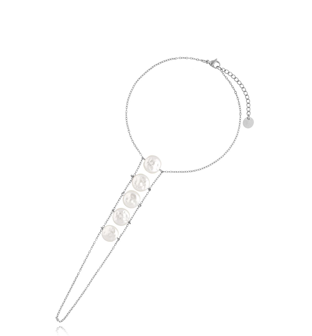 Bransoletka na nogę srebrna z perełkami Trinidad BNSA0049