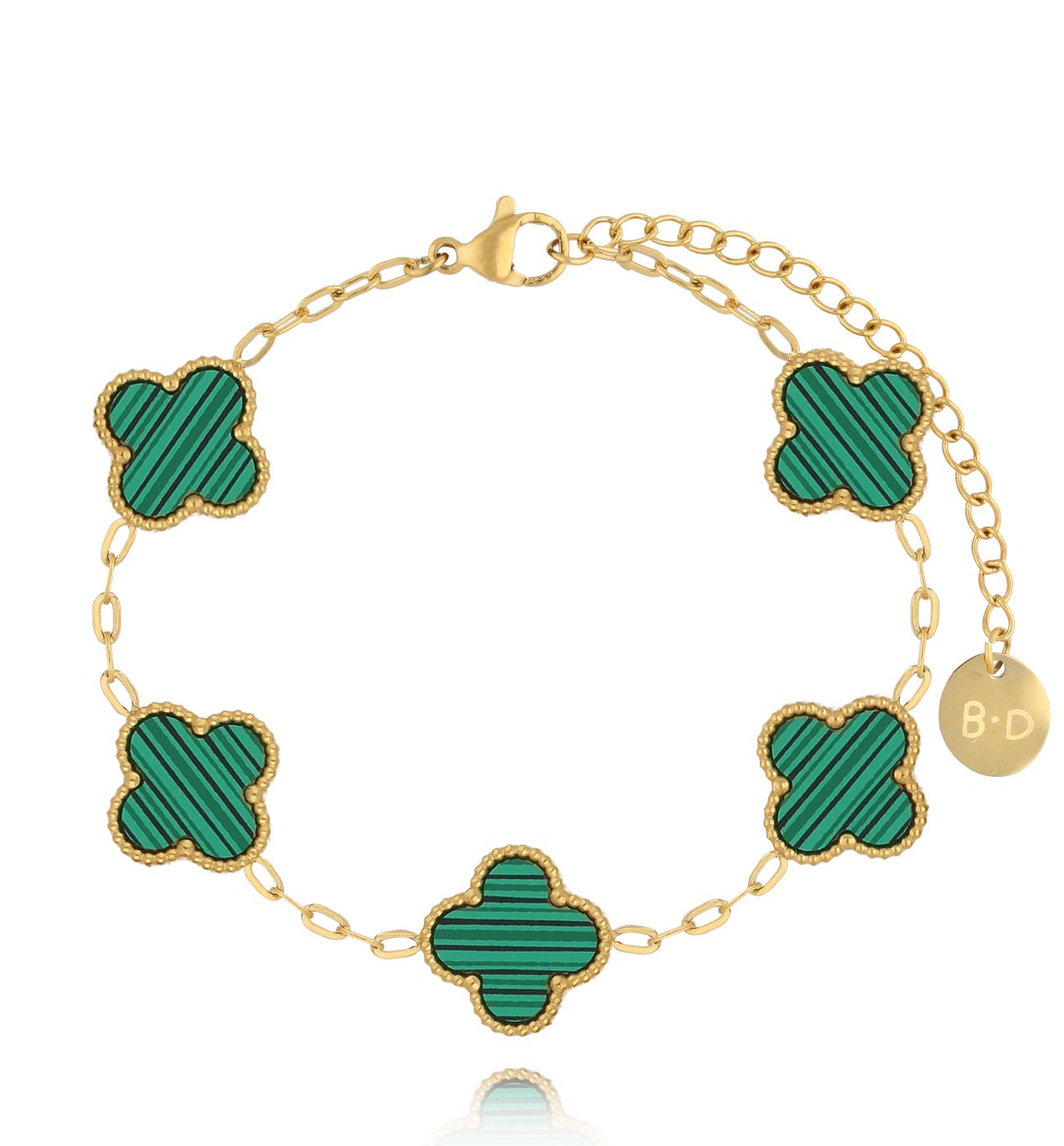 Bransoletka z zielonymi koniczynkami Clovers BSY0053