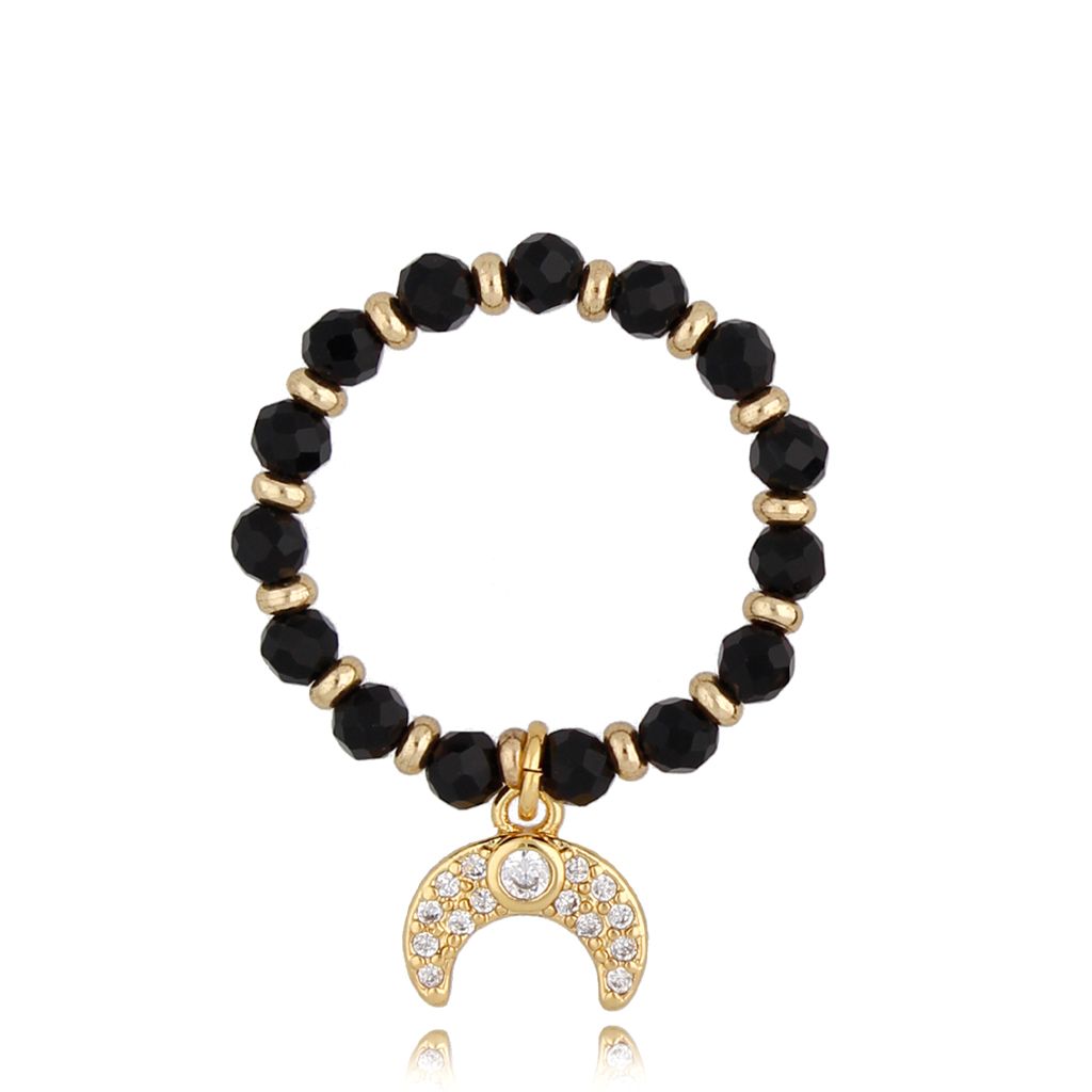 Pierścionek z agatami i księżycem Moon Eclipse PSC0326 - By Dziubeka