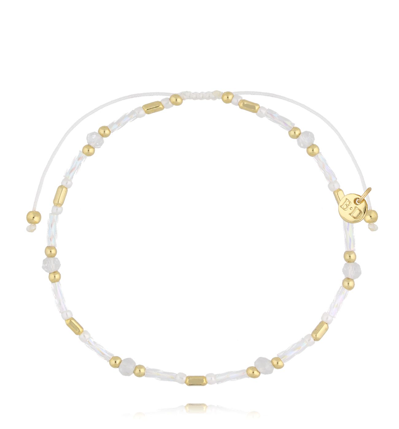 Bransoletka z białym sznurkiem i kryształkami BSC2247