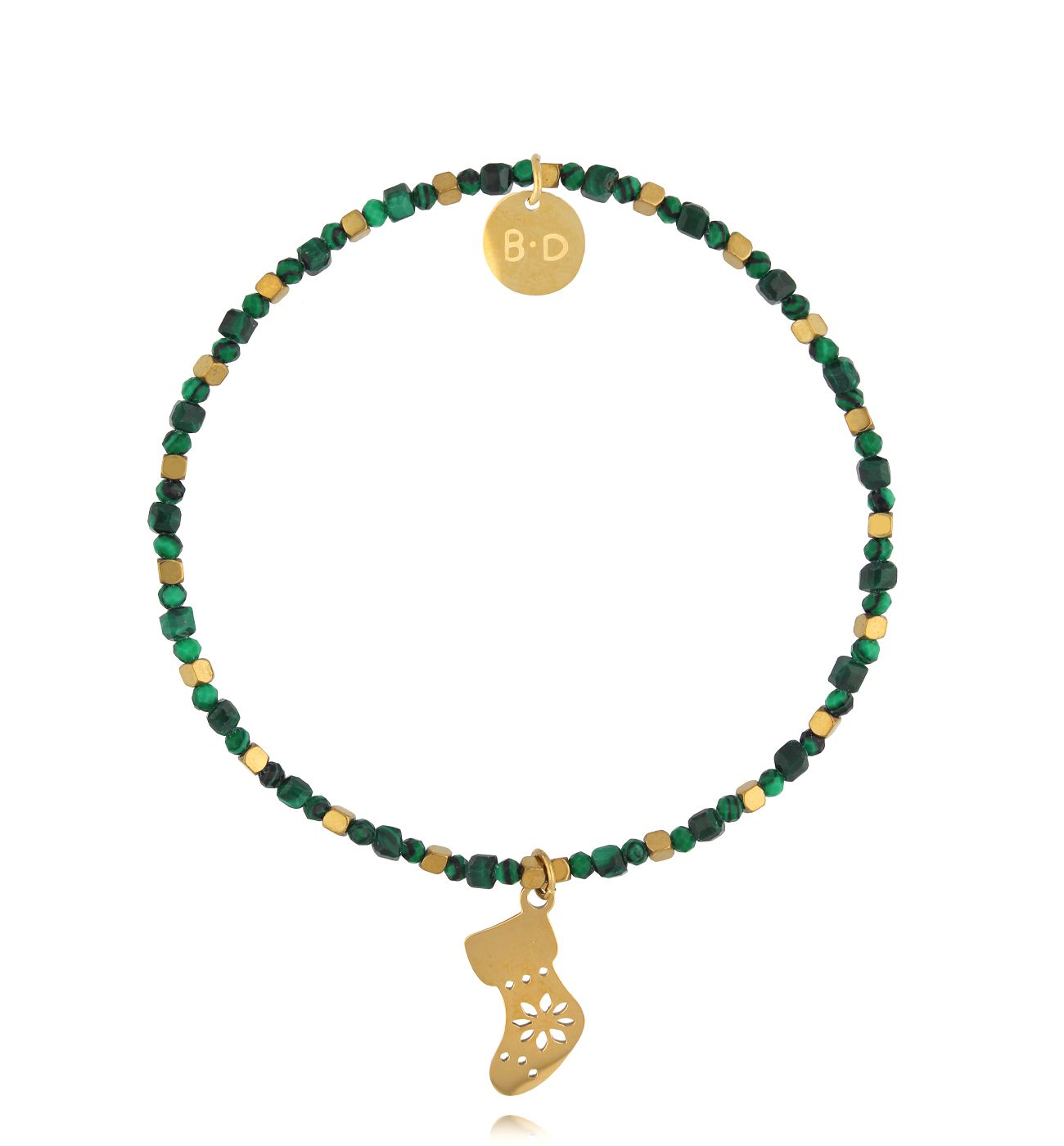 Bransoletka zielona ze skarpetą świąteczną BTW3231