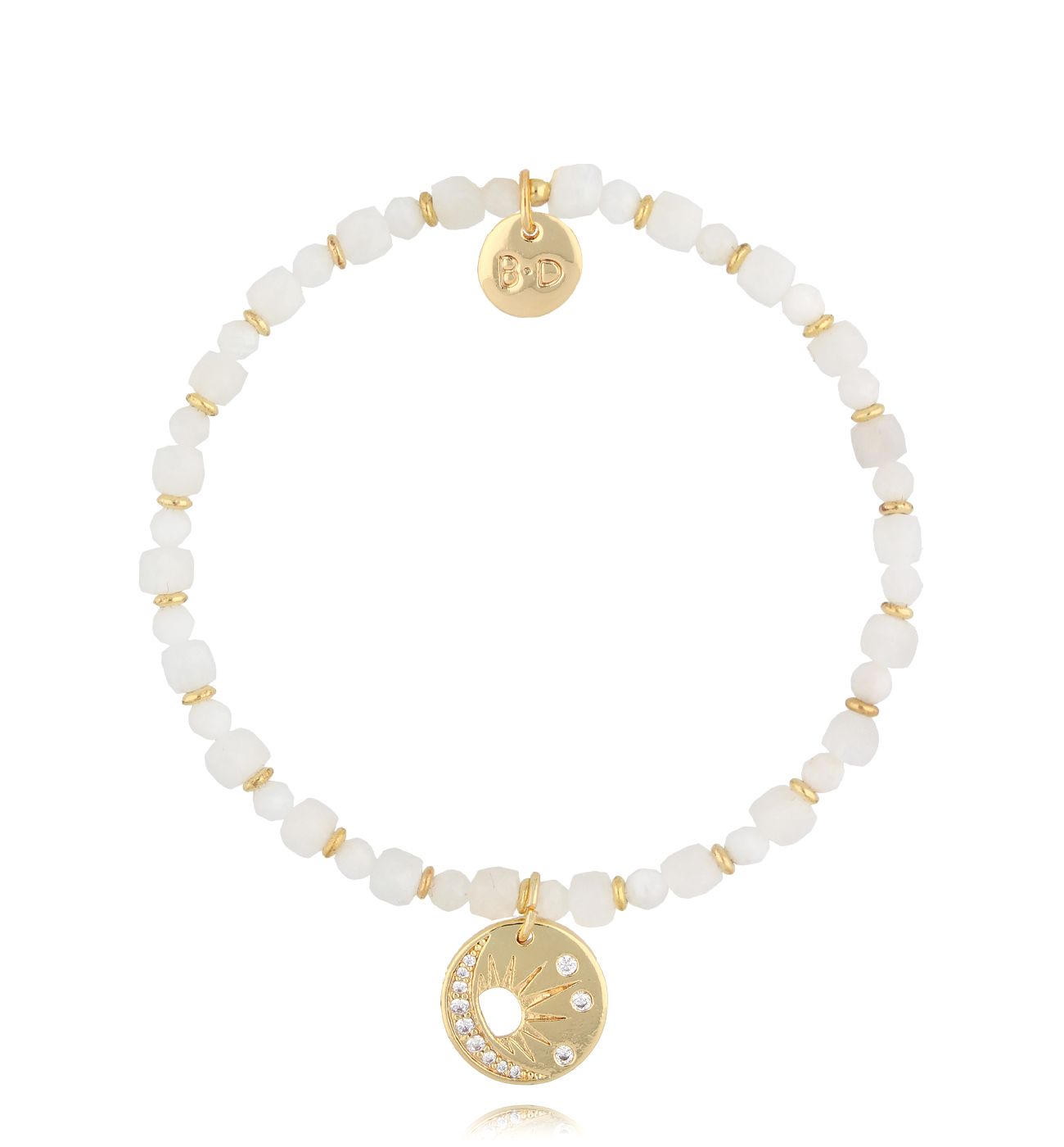 Bransoletka z morganitami i złotą zawieszką BTW2803